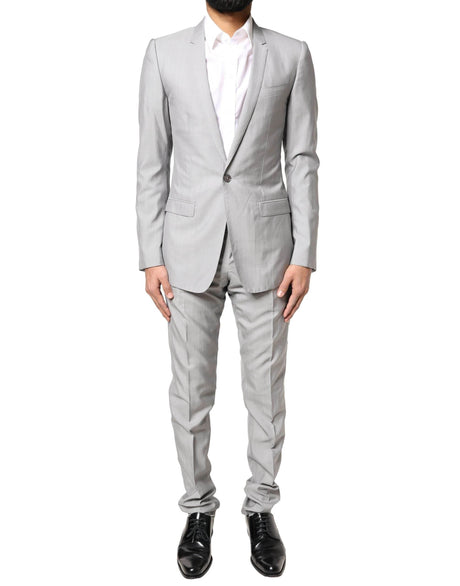 Dolce & Gabbana Light Gray Wool GOLD 2 Piece Formal Suit - Hilstor