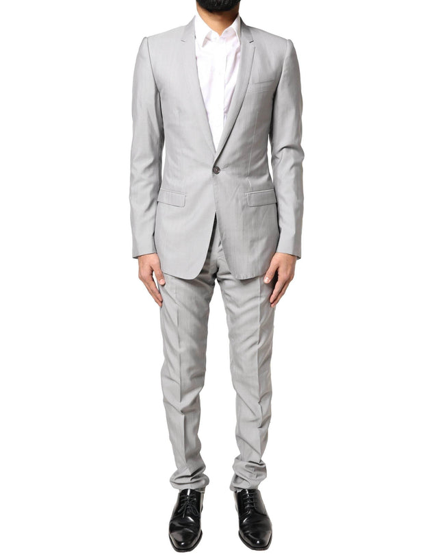 Dolce & Gabbana Light Gray Wool GOLD 2 Piece Formal Suit - Hilstor