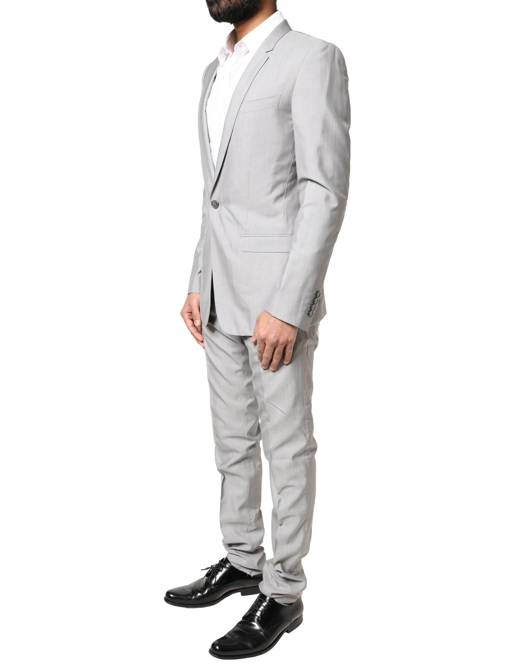 Dolce & Gabbana Light Gray Wool GOLD 2 Piece Formal Suit - Hilstor