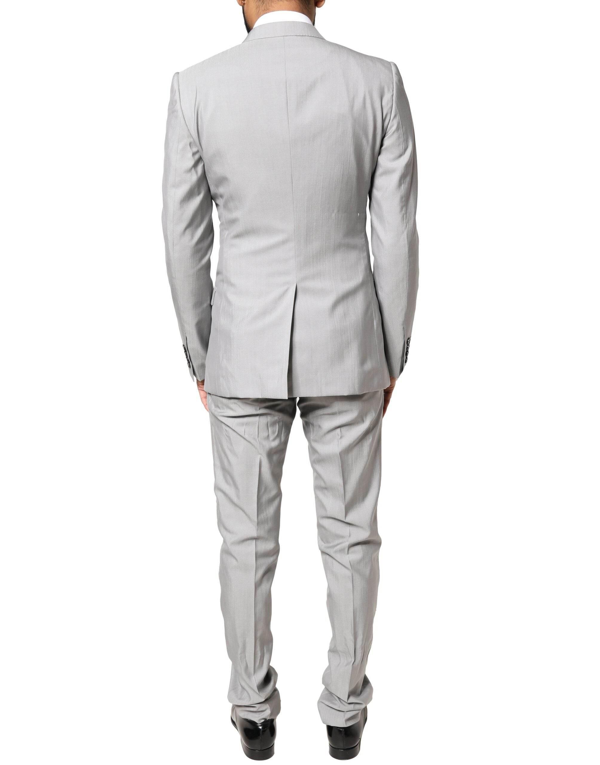 Dolce & Gabbana Light Gray Wool GOLD 2 Piece Formal Suit - Hilstor