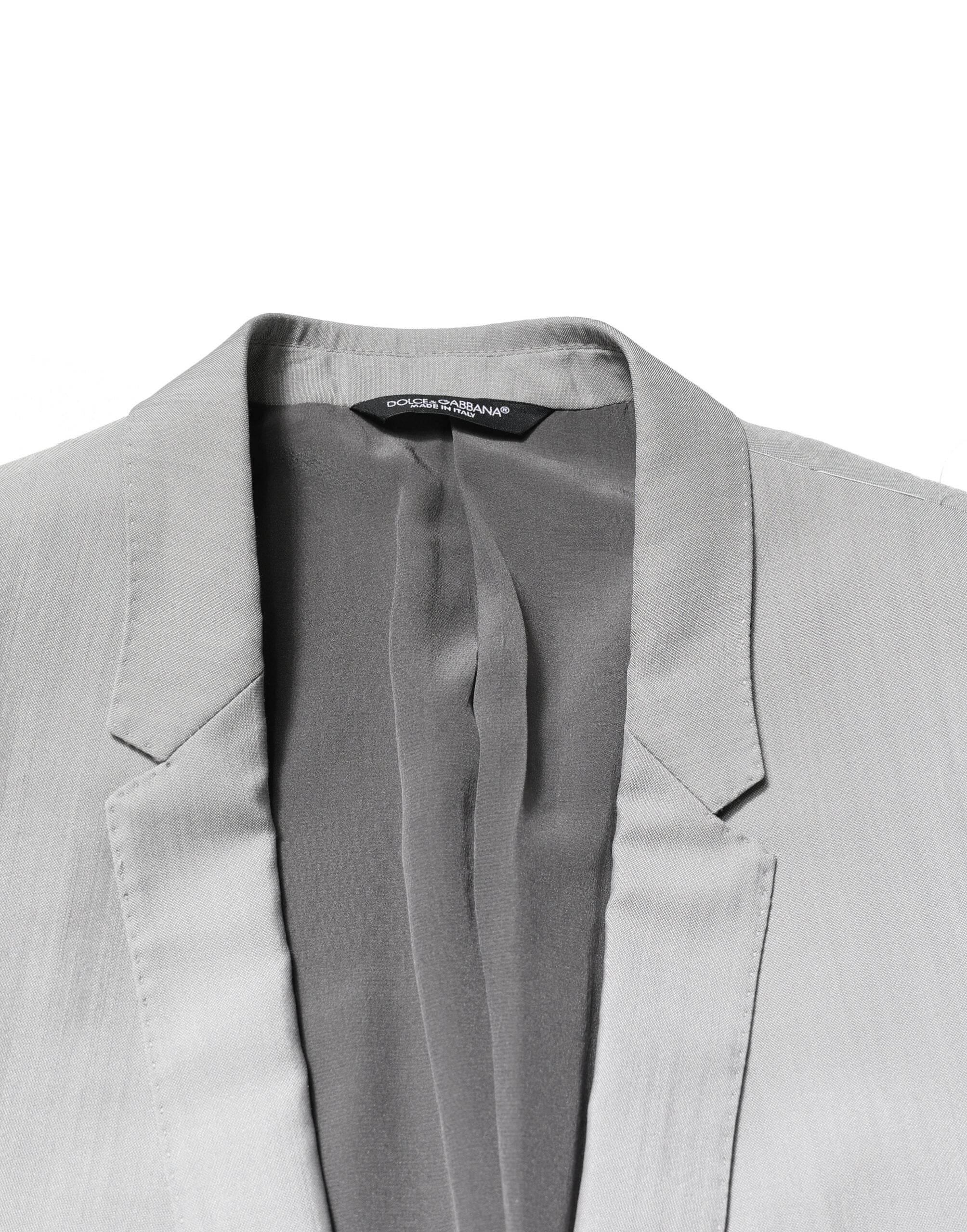 Dolce & Gabbana Light Gray Wool GOLD 2 Piece Formal Suit - Hilstor
