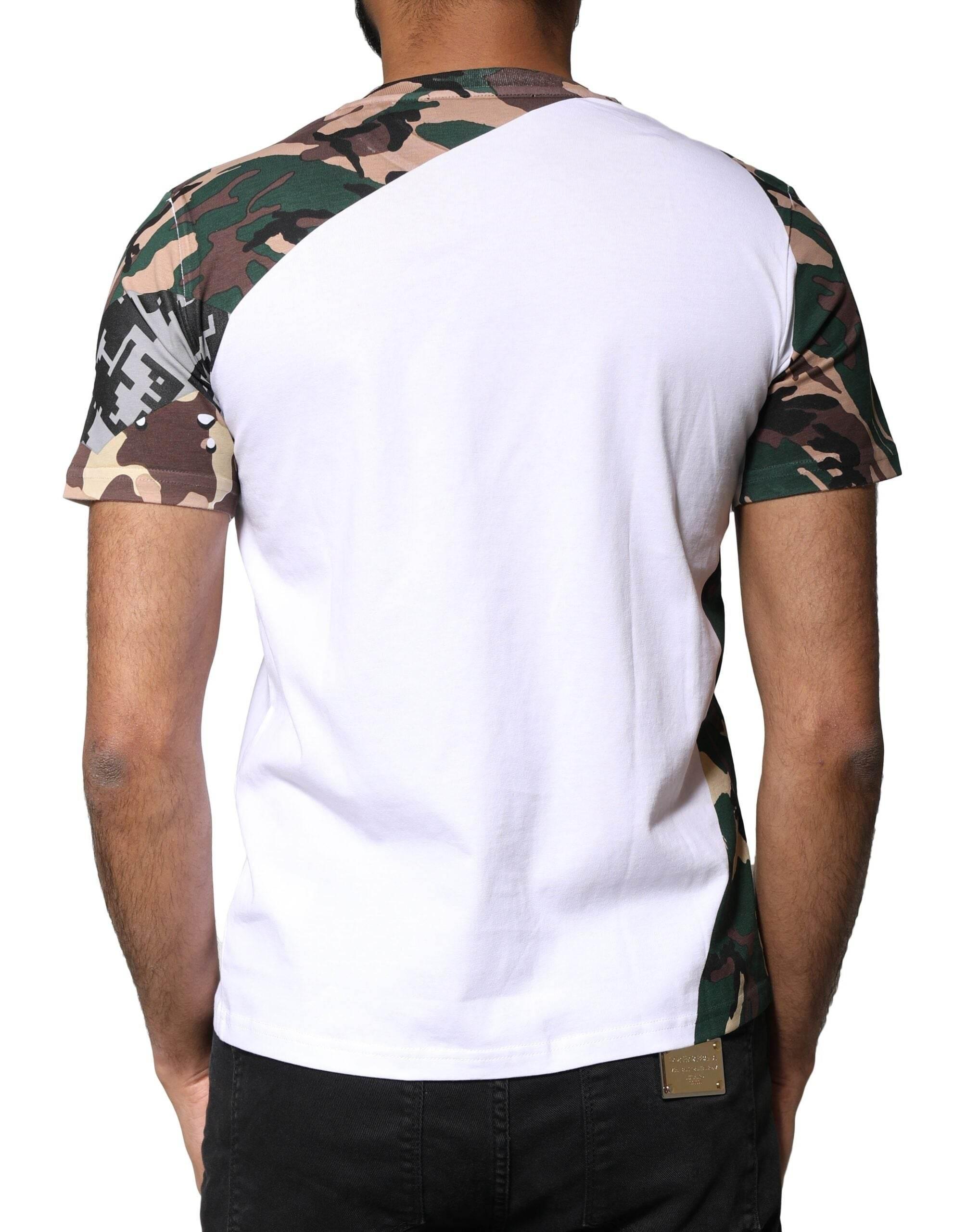 Dolce & Gabbana White Camouflage Stars Crew Neck T-shirt - Hilstor