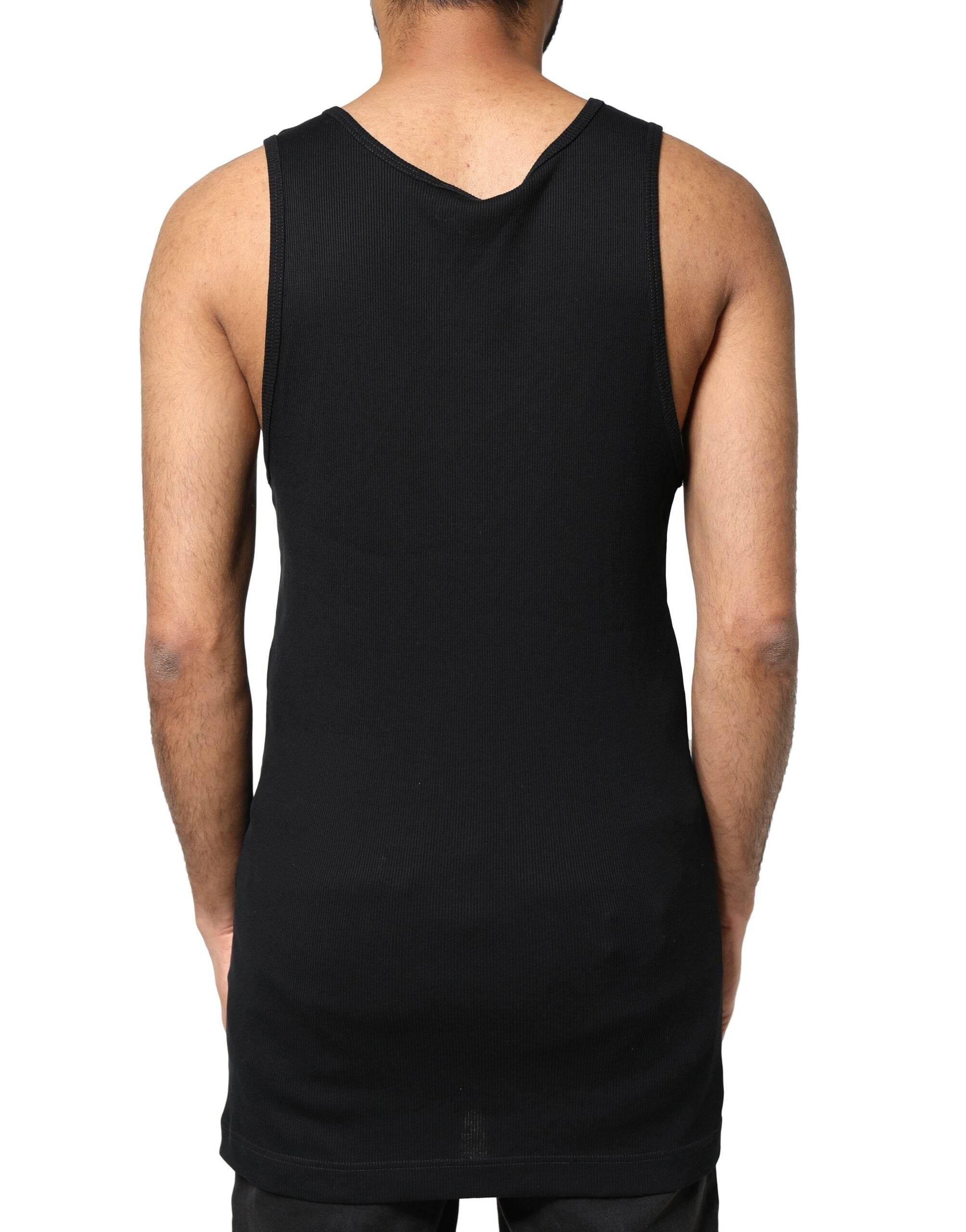 Dolce & Gabbana Black Cotton Rip Style Sleeveless Men Tank T-shirt - Hilstor