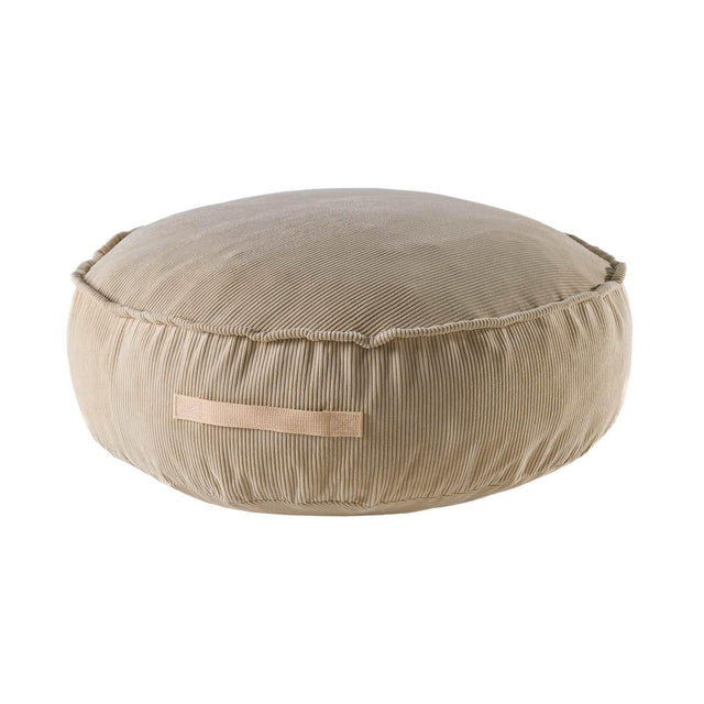 MeowBaby® Corduroy Pouf Round – Sand, Designer Seating for Children, Made in Europe, Washable Cover, 65cm - Hilstor