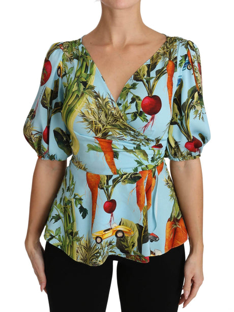 Dolce & Gabbana Vegetable Print Silk Top Extravaganza - Hilstor