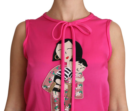 Dolce & Gabbana Elegant Pink Silk Family Tank Top Shirt - Hilstor