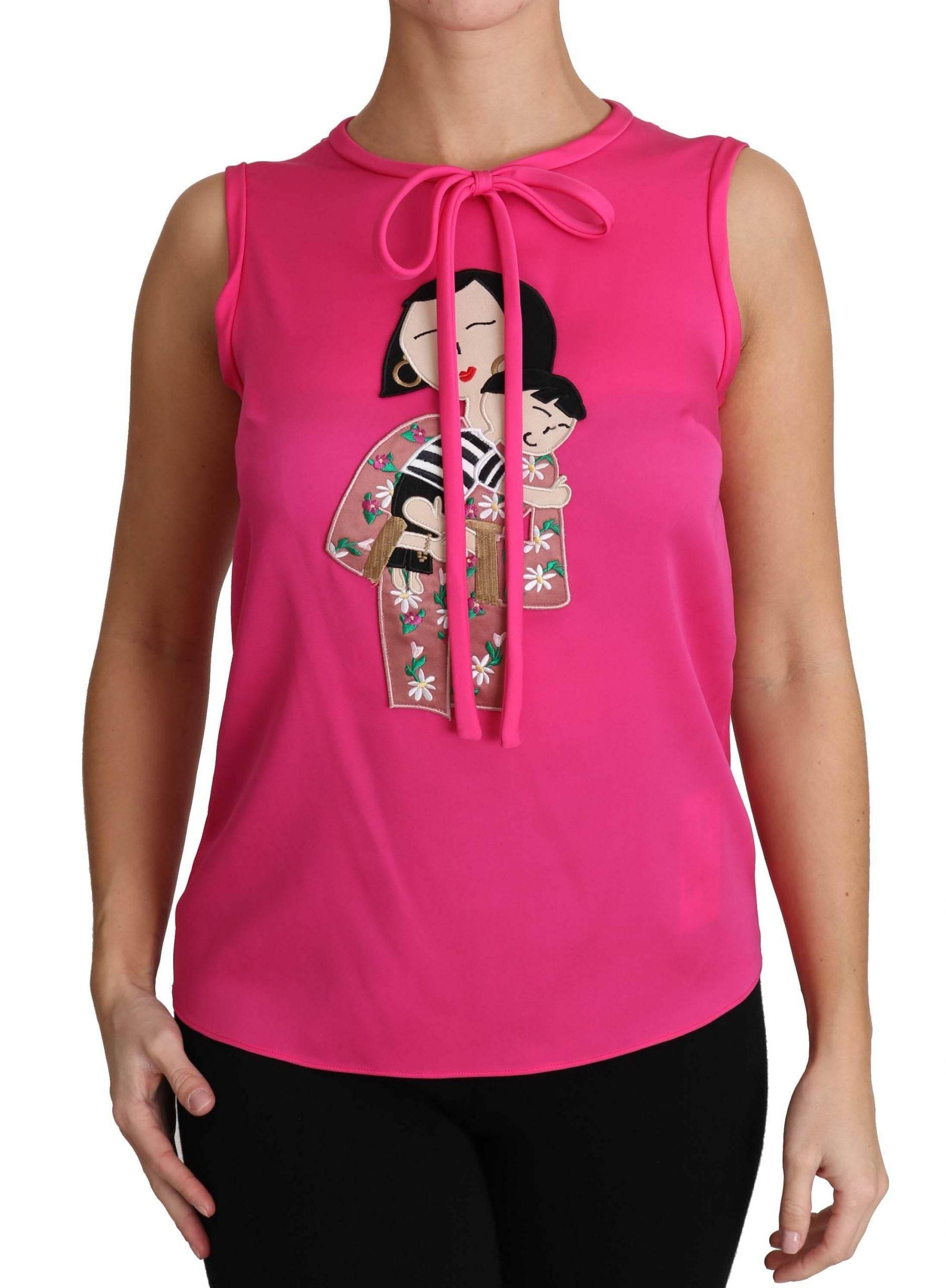 Dolce & Gabbana Elegant Pink Silk Family Tank Top Shirt - Hilstor