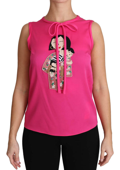 Dolce & Gabbana Elegant Pink Silk Family Tank Top Shirt - Hilstor