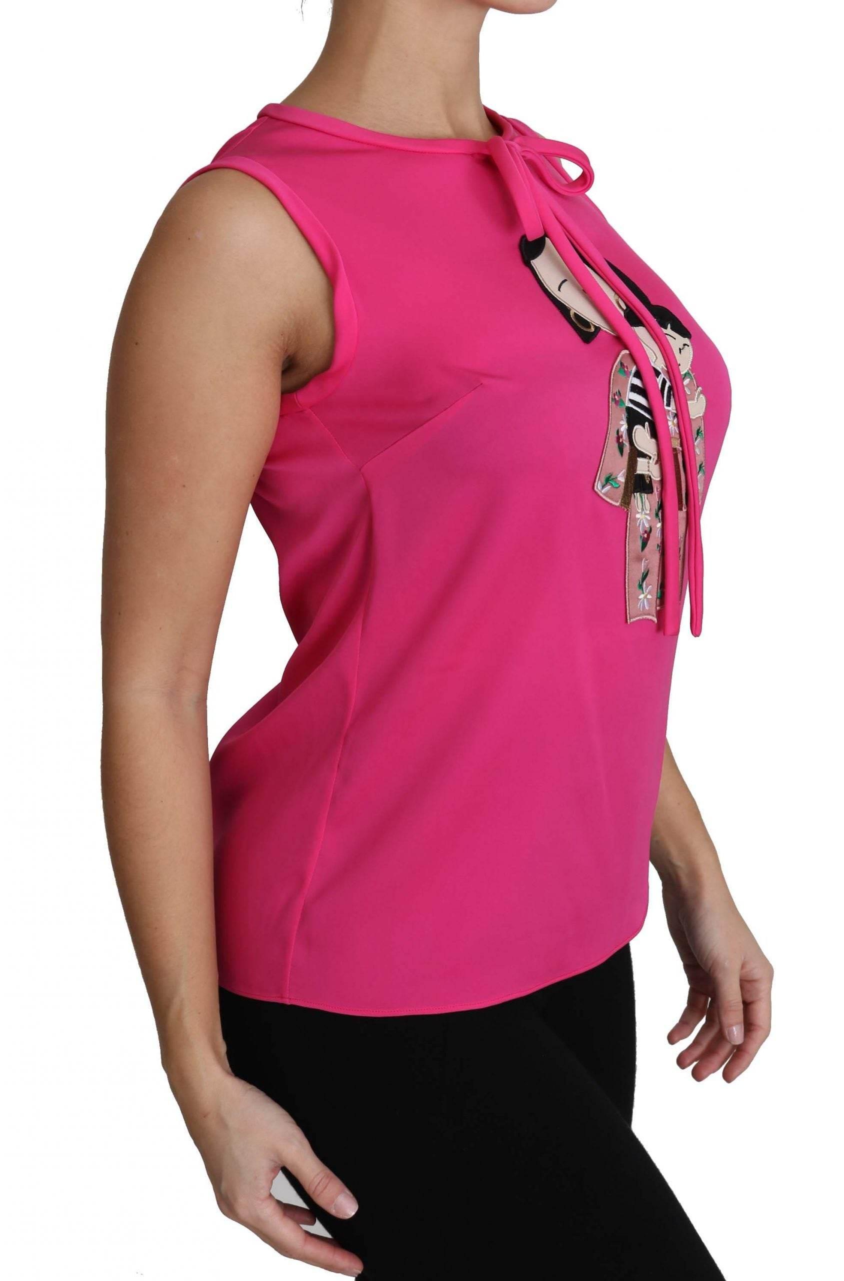 Dolce & Gabbana Elegant Pink Silk Family Tank Top Shirt - Hilstor