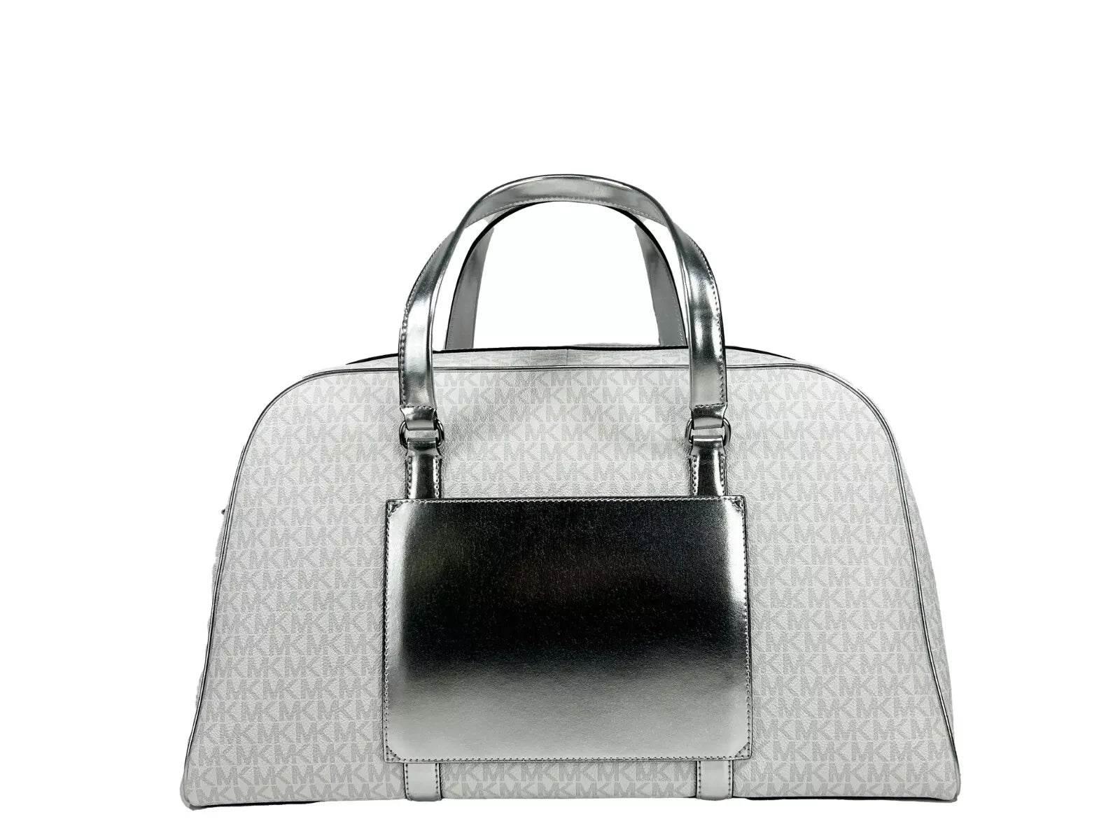 Michael Kors Travel Extra Large PVC Top Zip Weekender Luggage Bag Optic White - Hilstor
