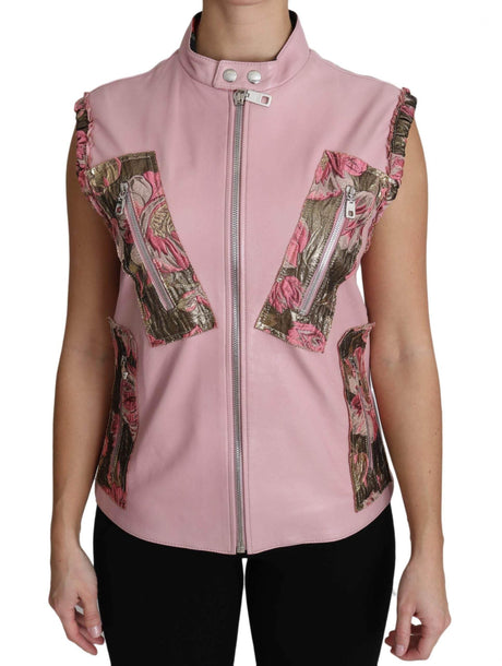 Dolce & Gabbana Stunning Pink Sleeveless Leather Vest - Hilstor