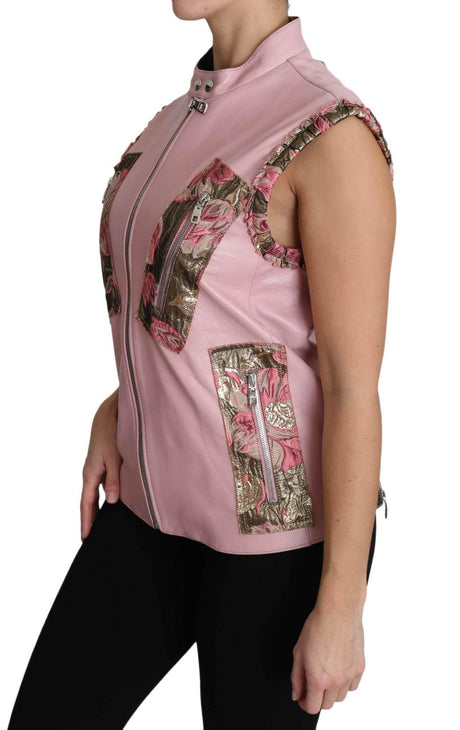 Dolce & Gabbana Stunning Pink Sleeveless Leather Vest - Hilstor
