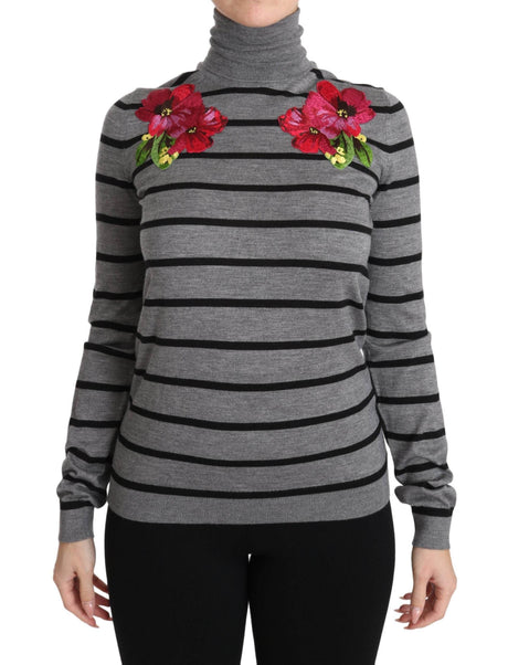 Dolce & Gabbana Gray Cashmere Silk Turtleneck Sweater - Hilstor