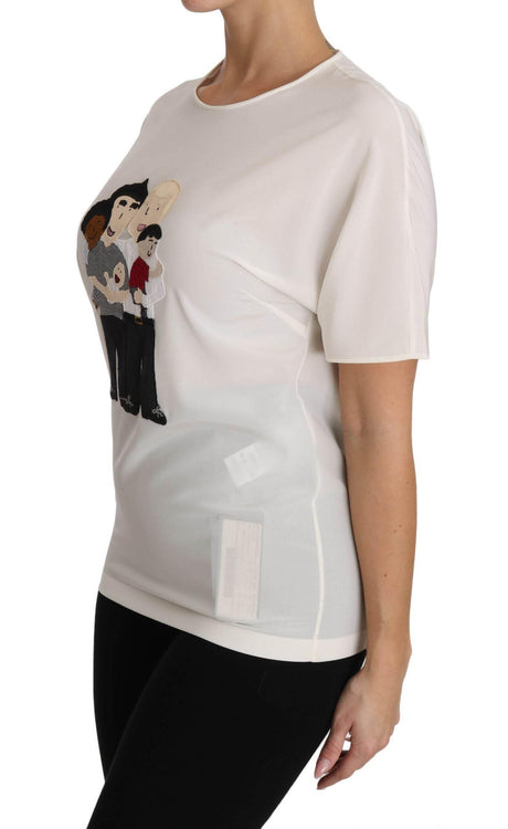 Dolce & Gabbana White Silk Stretch #dgfamily T-shirt - Hilstor