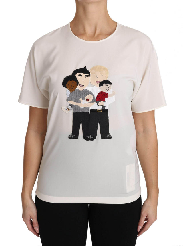 Dolce & Gabbana Elegant Silk Crewneck Blouse with Applique - Hilstor