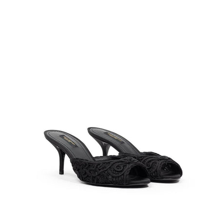 Dolce & Gabbana Black Cotton Sandal - Hilstor