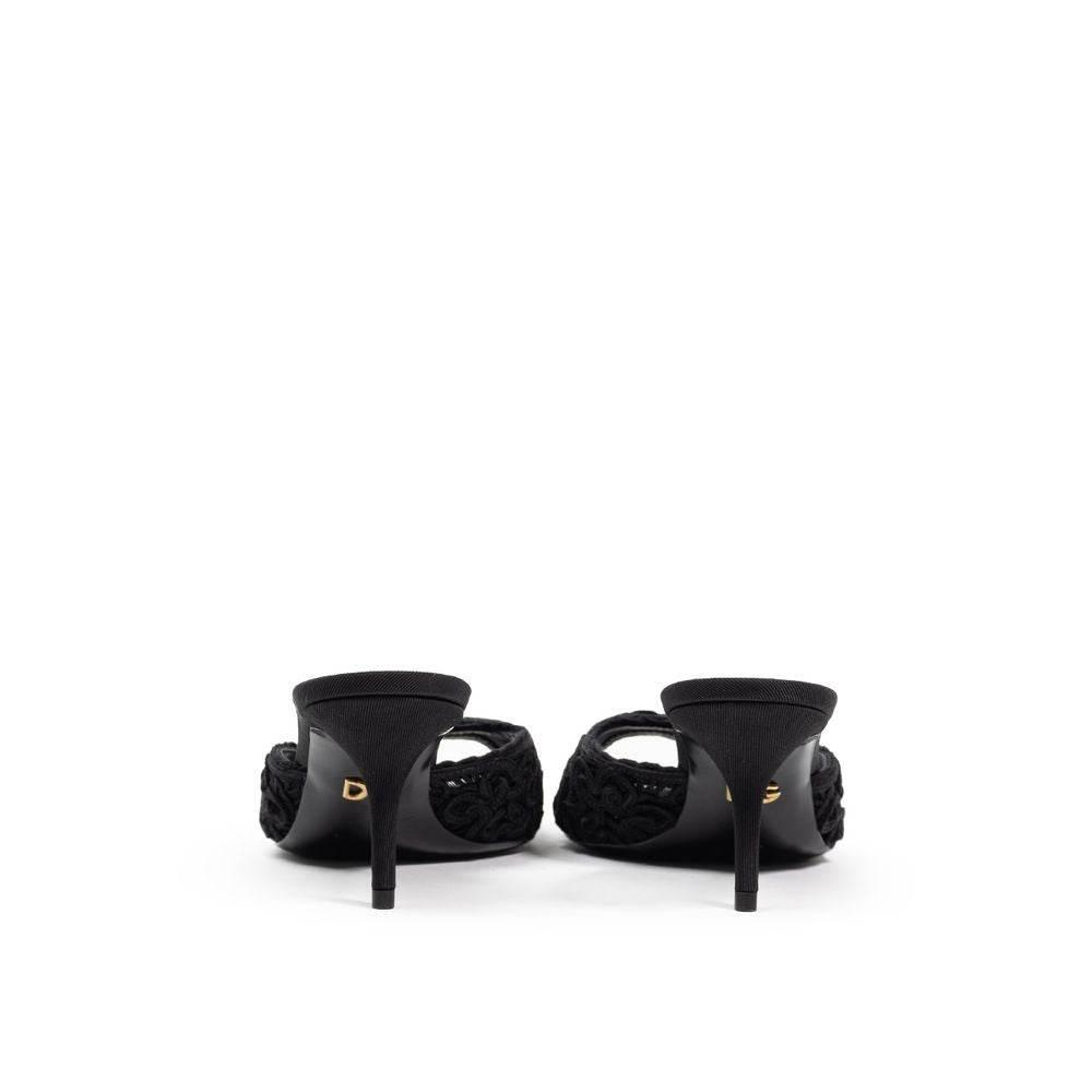 Dolce & Gabbana Black Cotton Sandal - Hilstor