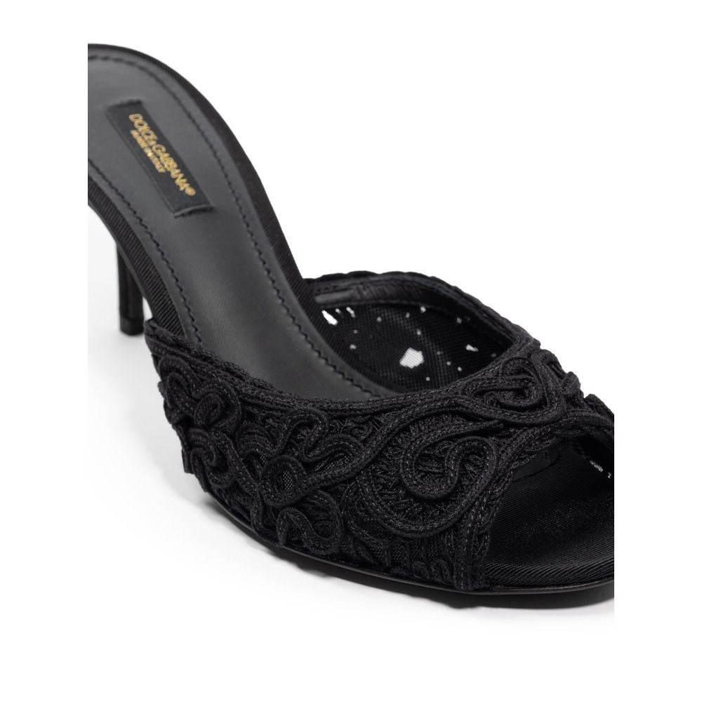Dolce & Gabbana Black Cotton Sandal - Hilstor