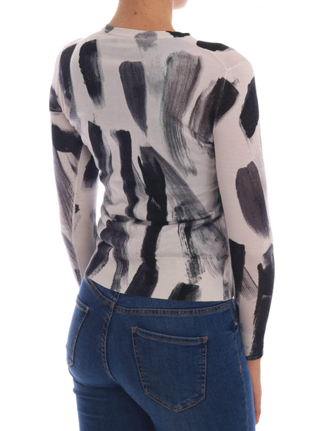Dolce & Gabbana Cardigan Lightweight Silk Paint Stroke Sweater - Hilstor