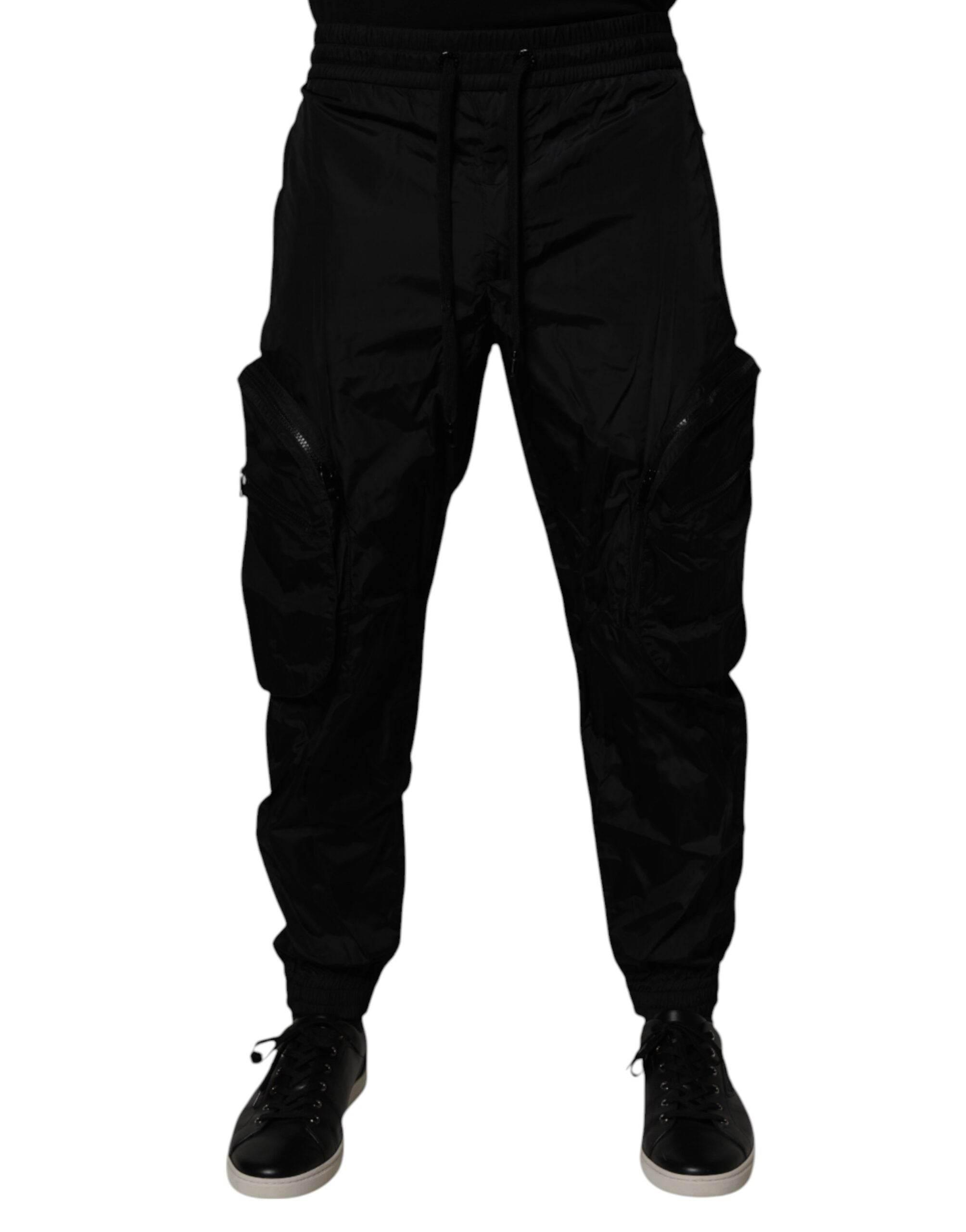 Dolce & Gabbana Black Nylon Cargo Jogger Men Sweatpants Pants - Hilstor