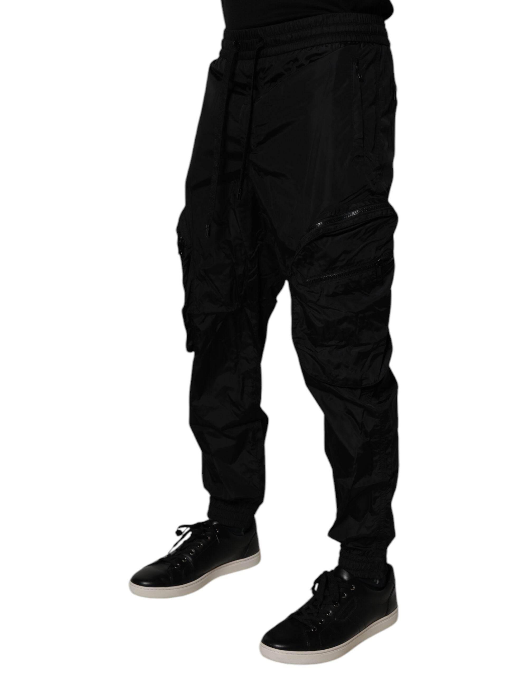 Dolce & Gabbana Black Nylon Cargo Jogger Men Sweatpants Pants - Hilstor