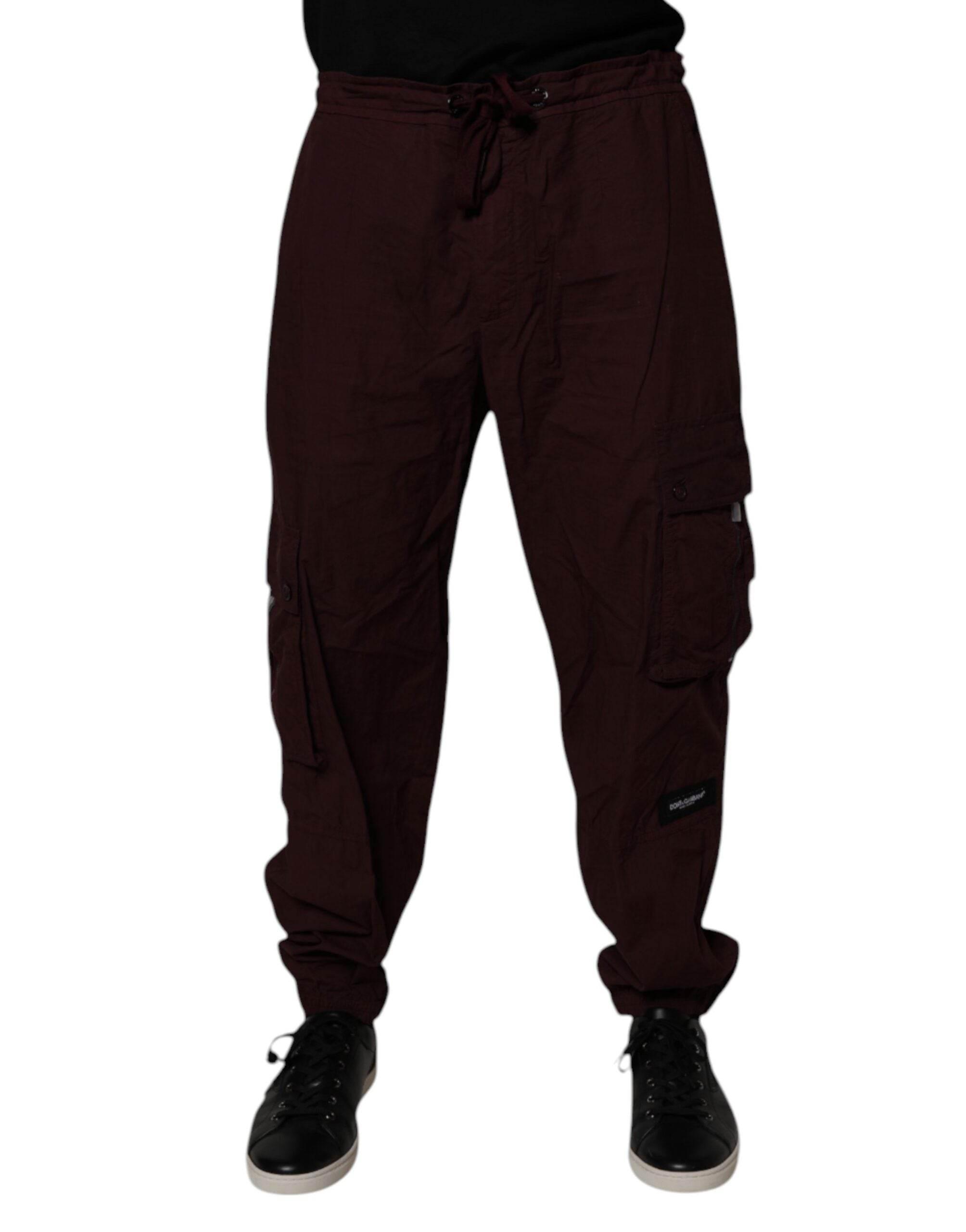 Dolce & Gabbana Maroon Cotton Cargo Jogger Sweatpants Pants - Hilstor
