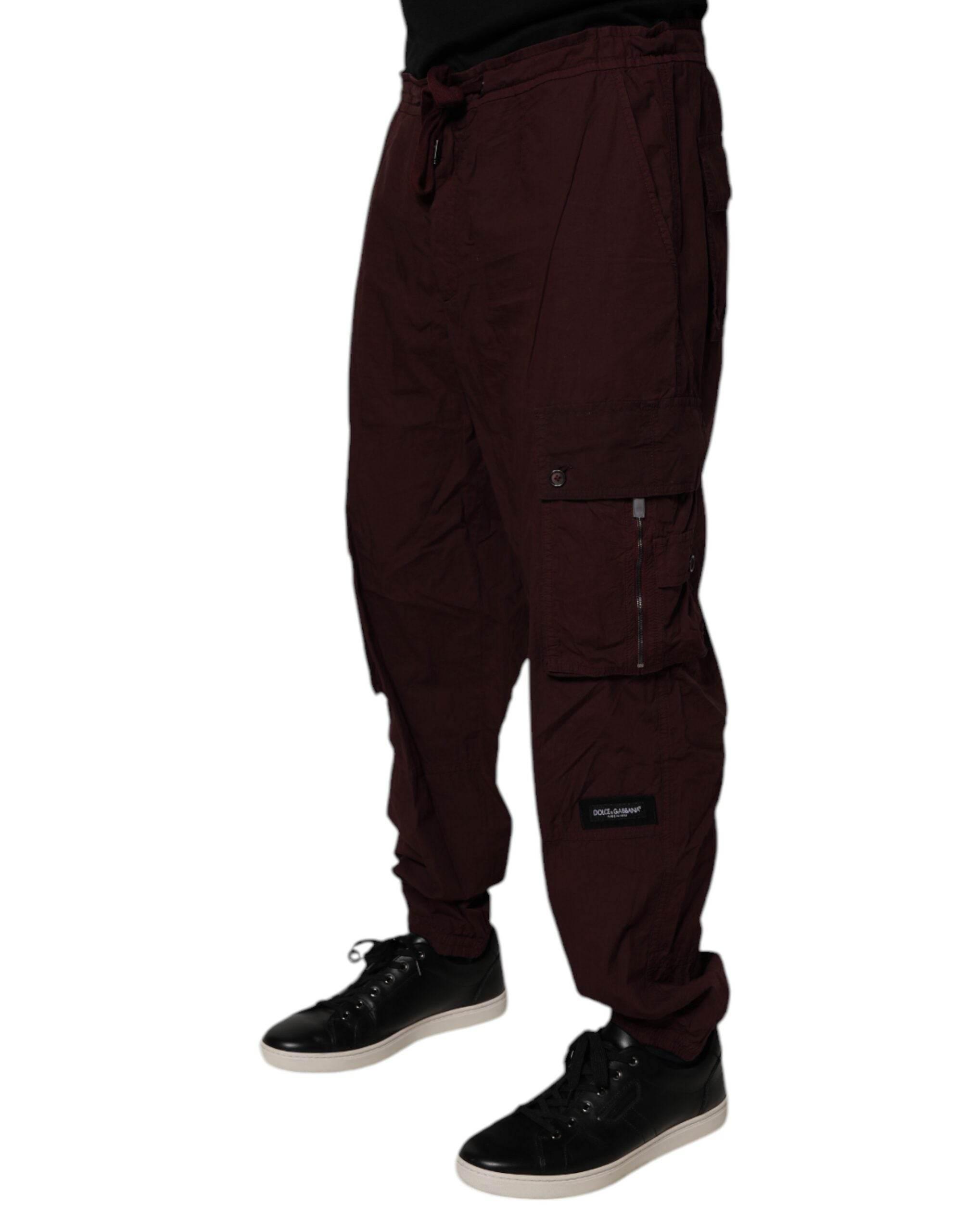 Dolce & Gabbana Maroon Cotton Cargo Jogger Sweatpants Pants - Hilstor
