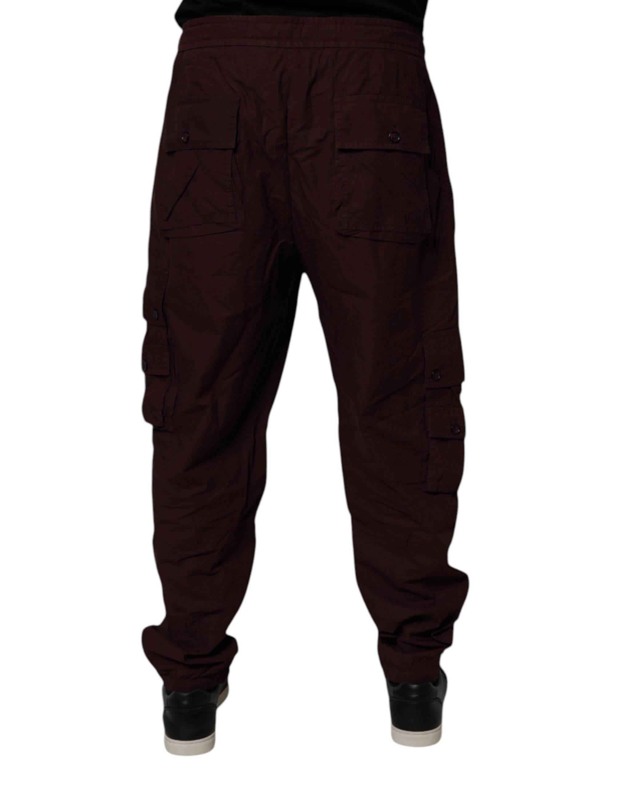 Dolce & Gabbana Maroon Cotton Cargo Jogger Sweatpants Pants - Hilstor