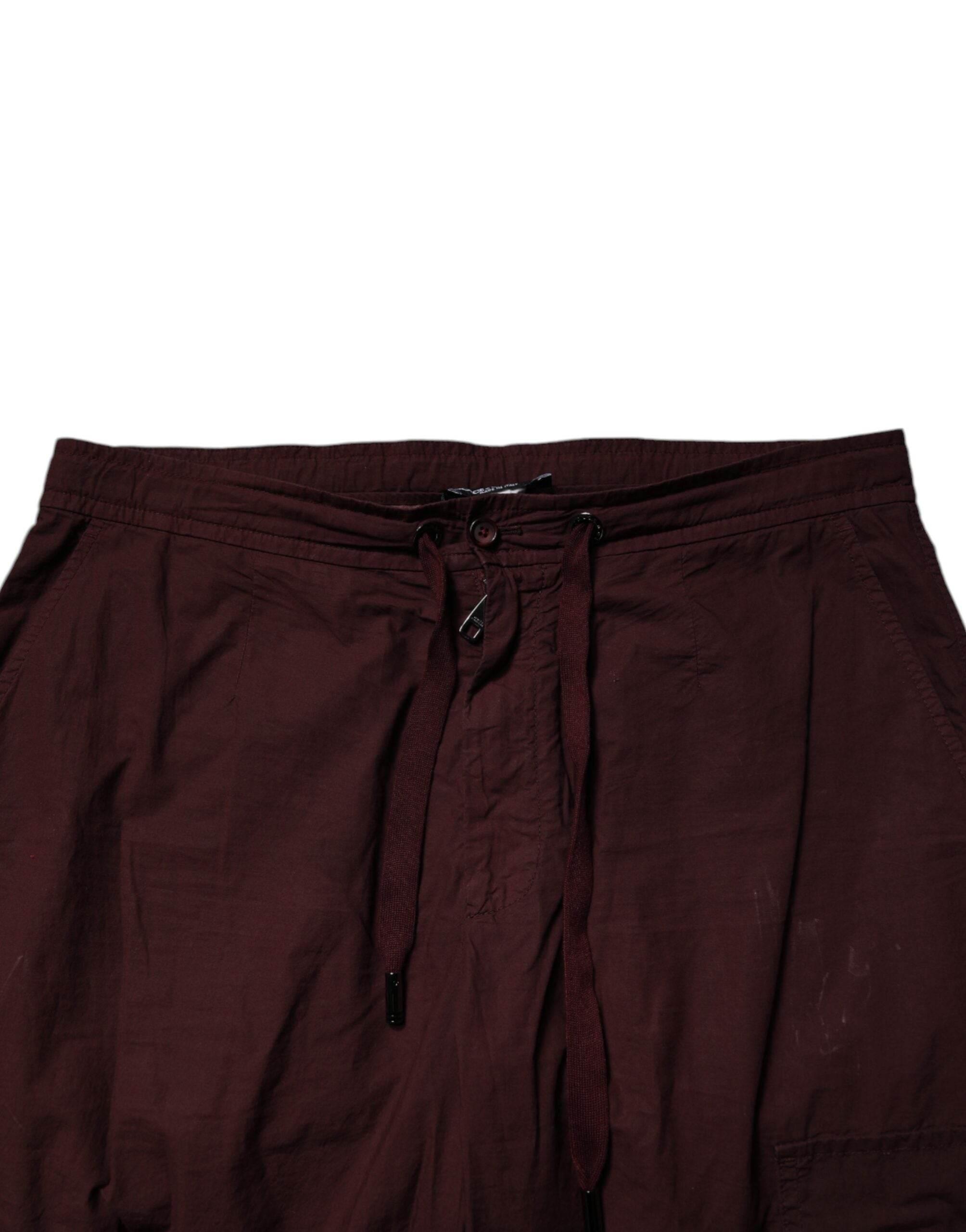 Dolce & Gabbana Maroon Cotton Cargo Jogger Sweatpants Pants - Hilstor