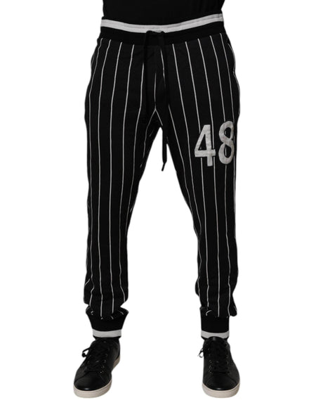 Dolce & Gabbana Black White Stripes Jogger Sweatpants Pants - Hilstor
