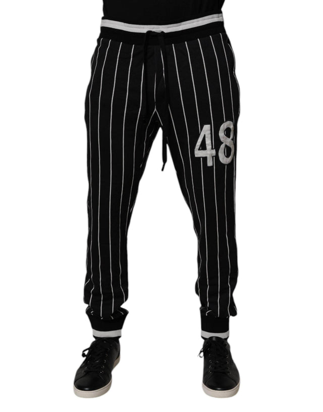 Dolce & Gabbana Black White Stripes Jogger Sweatpants Pants - Hilstor