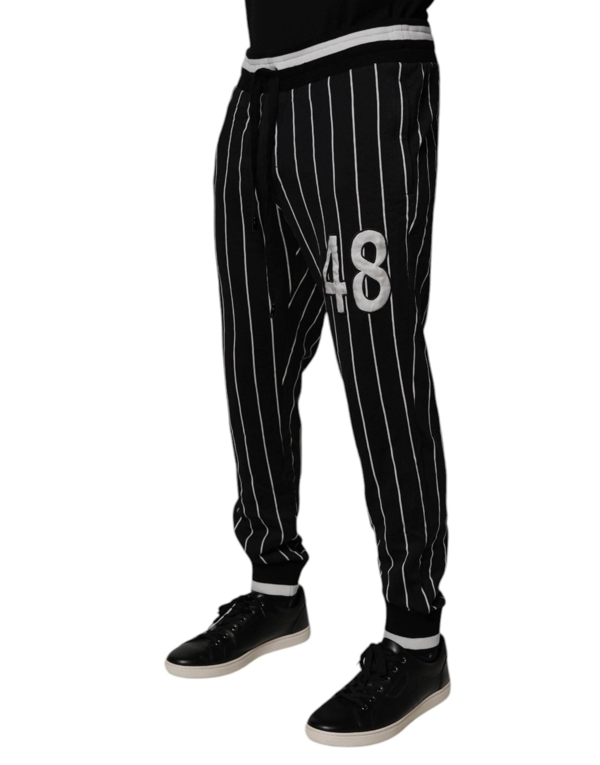 Dolce & Gabbana Black White Stripes Jogger Sweatpants Pants - Hilstor