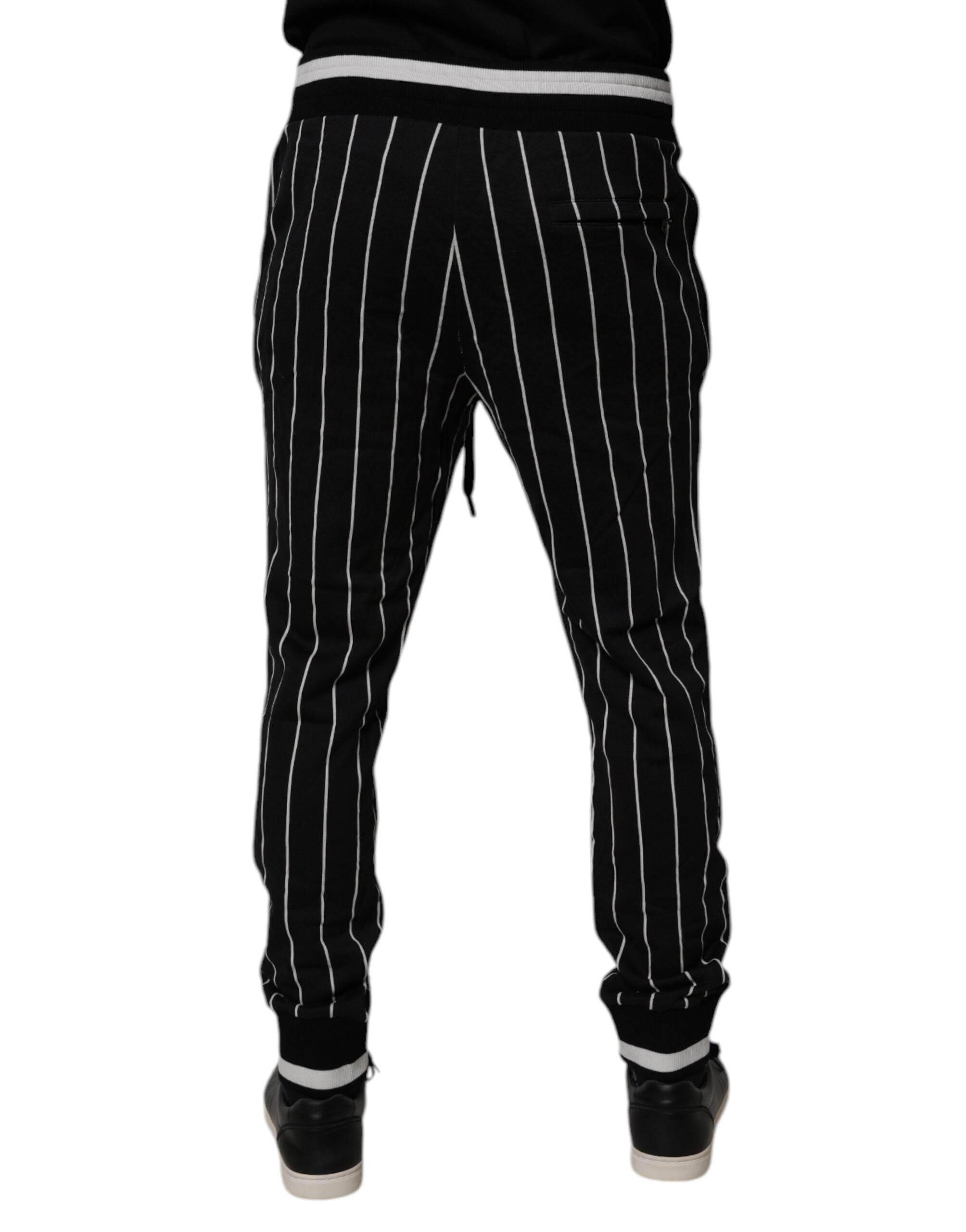 Dolce & Gabbana Black White Stripes Jogger Sweatpants Pants - Hilstor