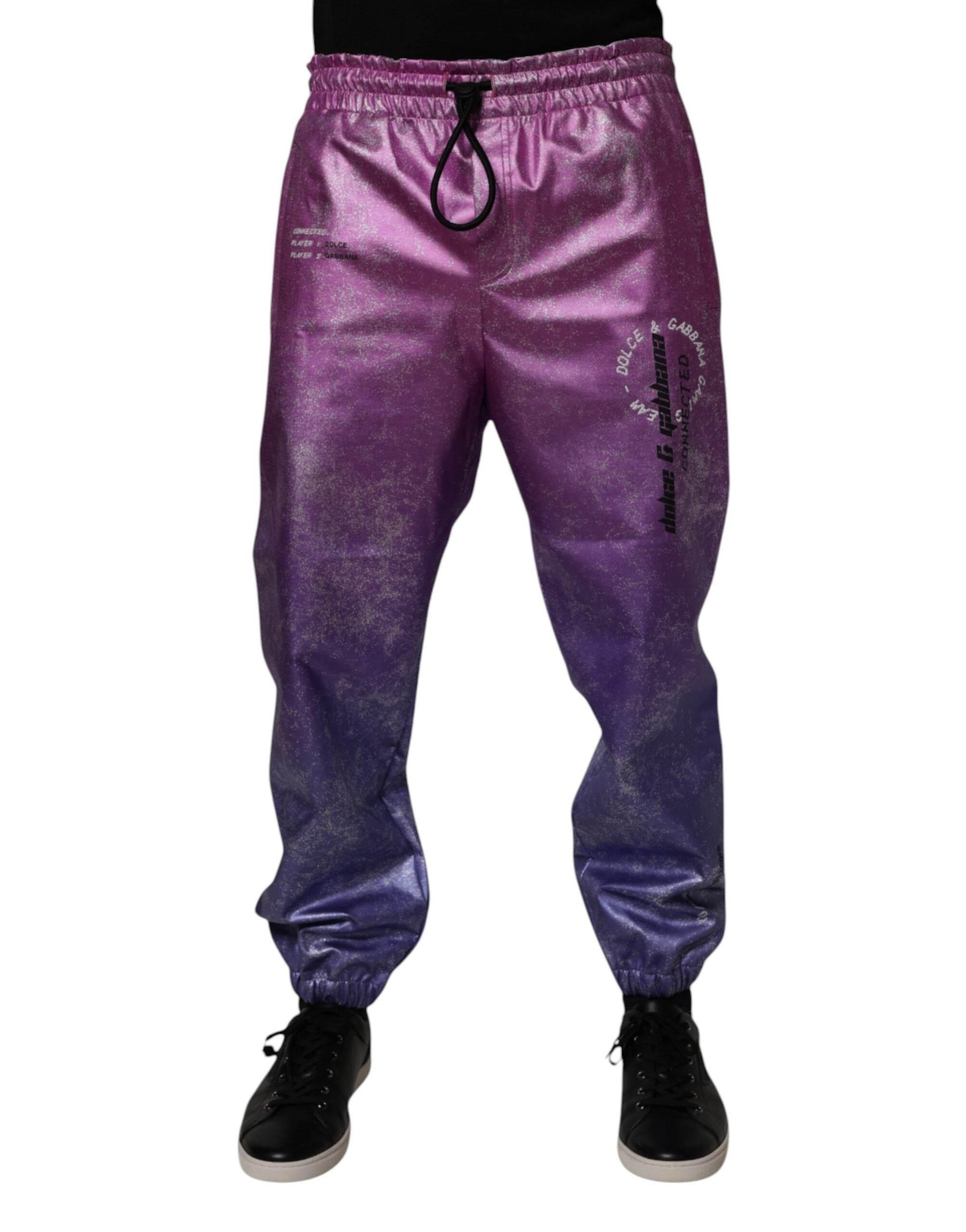 Dolce & Gabbana Pink Purple Two Tone Jogger Sweatpants Pants - Hilstor
