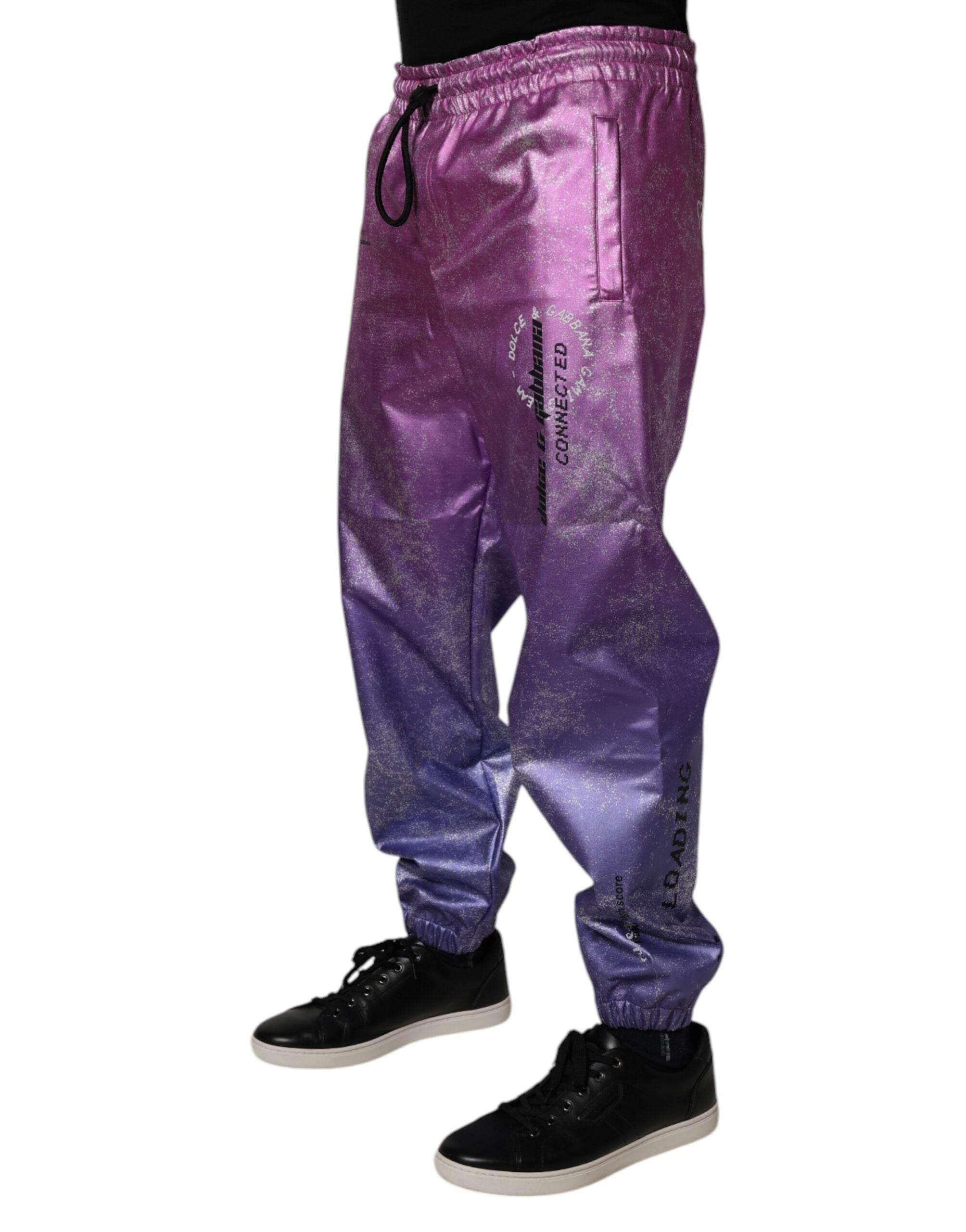 Dolce & Gabbana Pink Purple Two Tone Jogger Sweatpants Pants - Hilstor