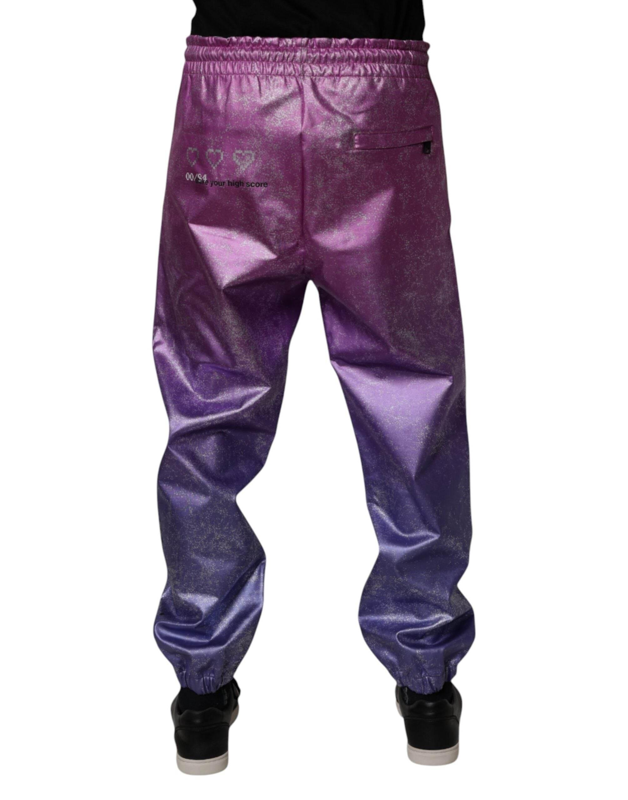 Dolce & Gabbana Pink Purple Two Tone Jogger Sweatpants Pants - Hilstor