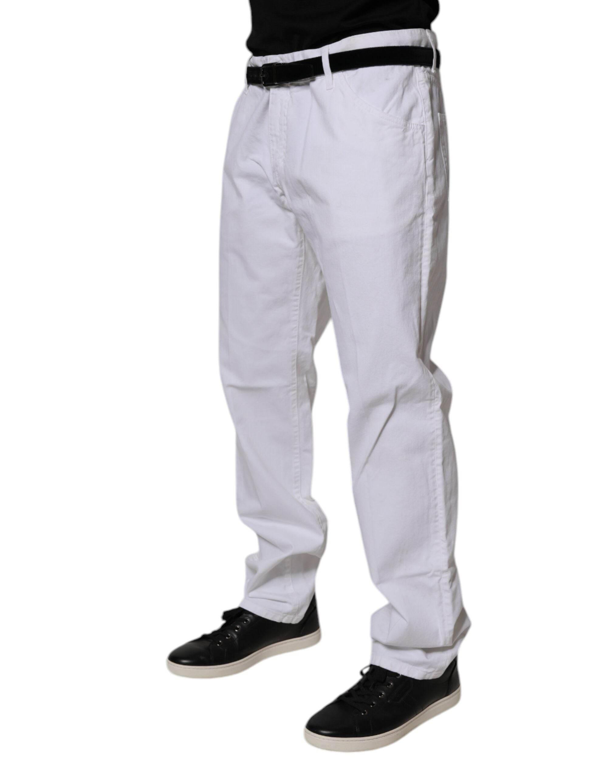 Dolce & Gabbana White Cotton Straight Men Denim Jeans - Hilstor