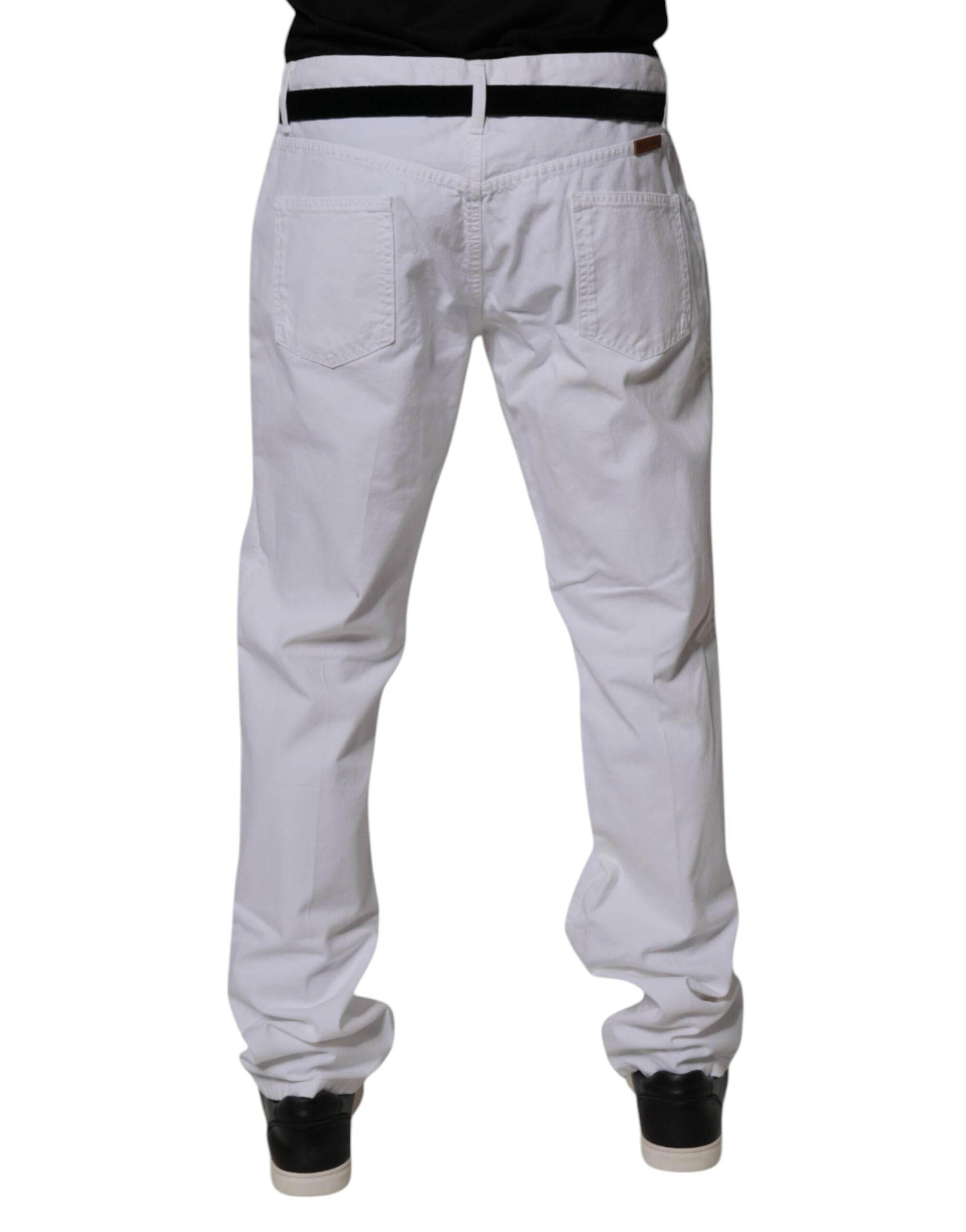 Dolce & Gabbana White Cotton Straight Men Denim Jeans - Hilstor