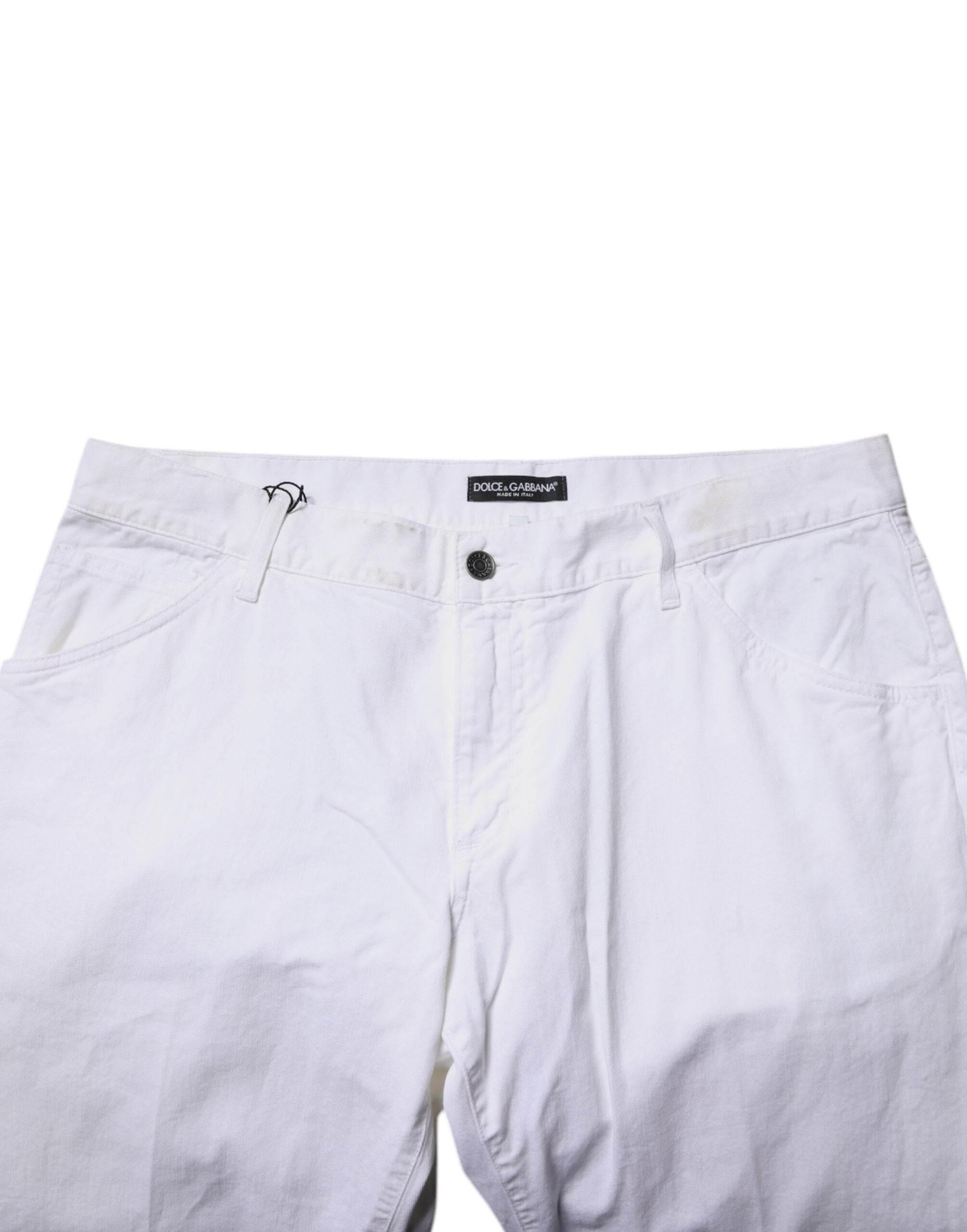 Dolce & Gabbana White Cotton Straight Men Denim Jeans - Hilstor