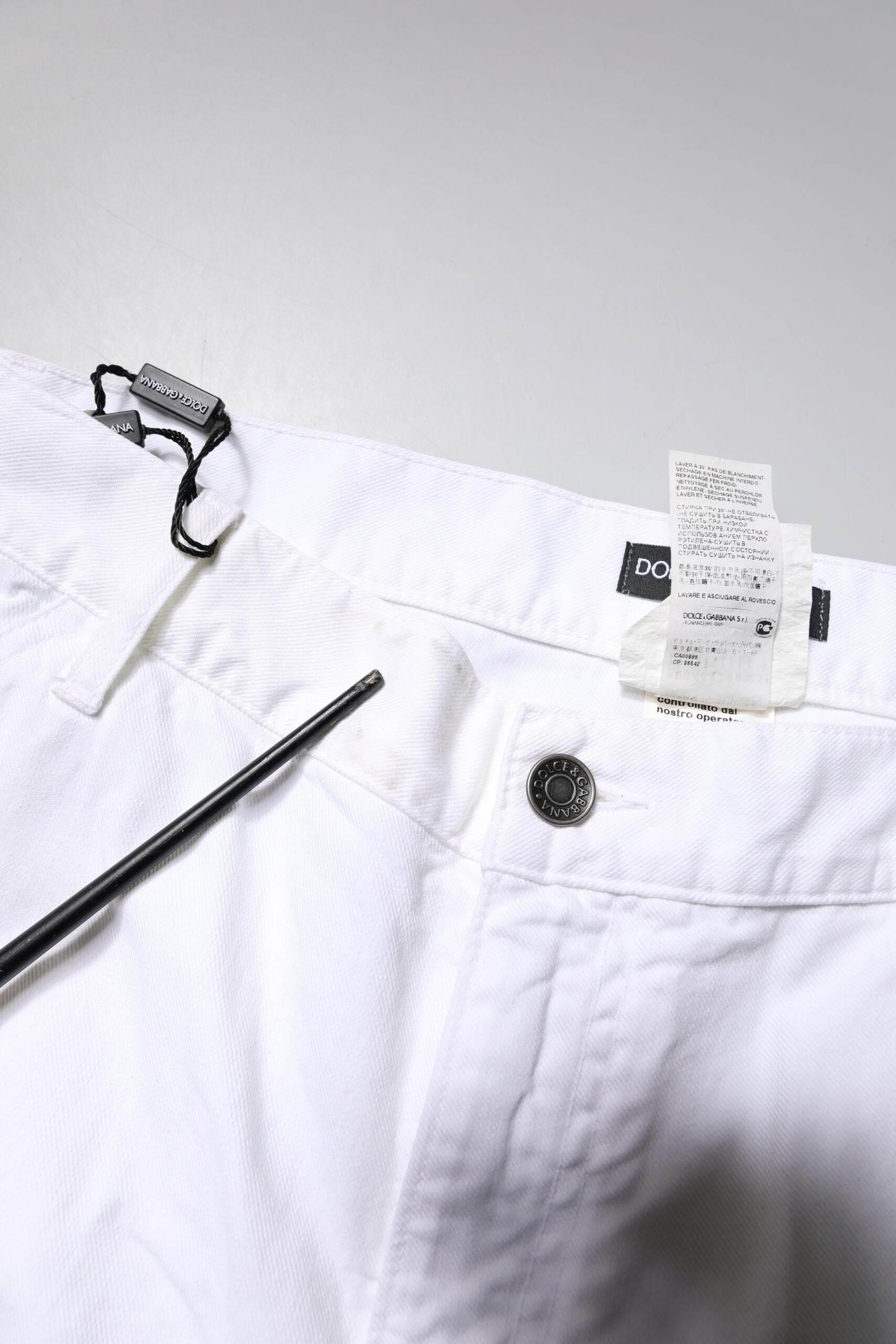 Dolce & Gabbana White Cotton Straight Men Denim Jeans - Hilstor