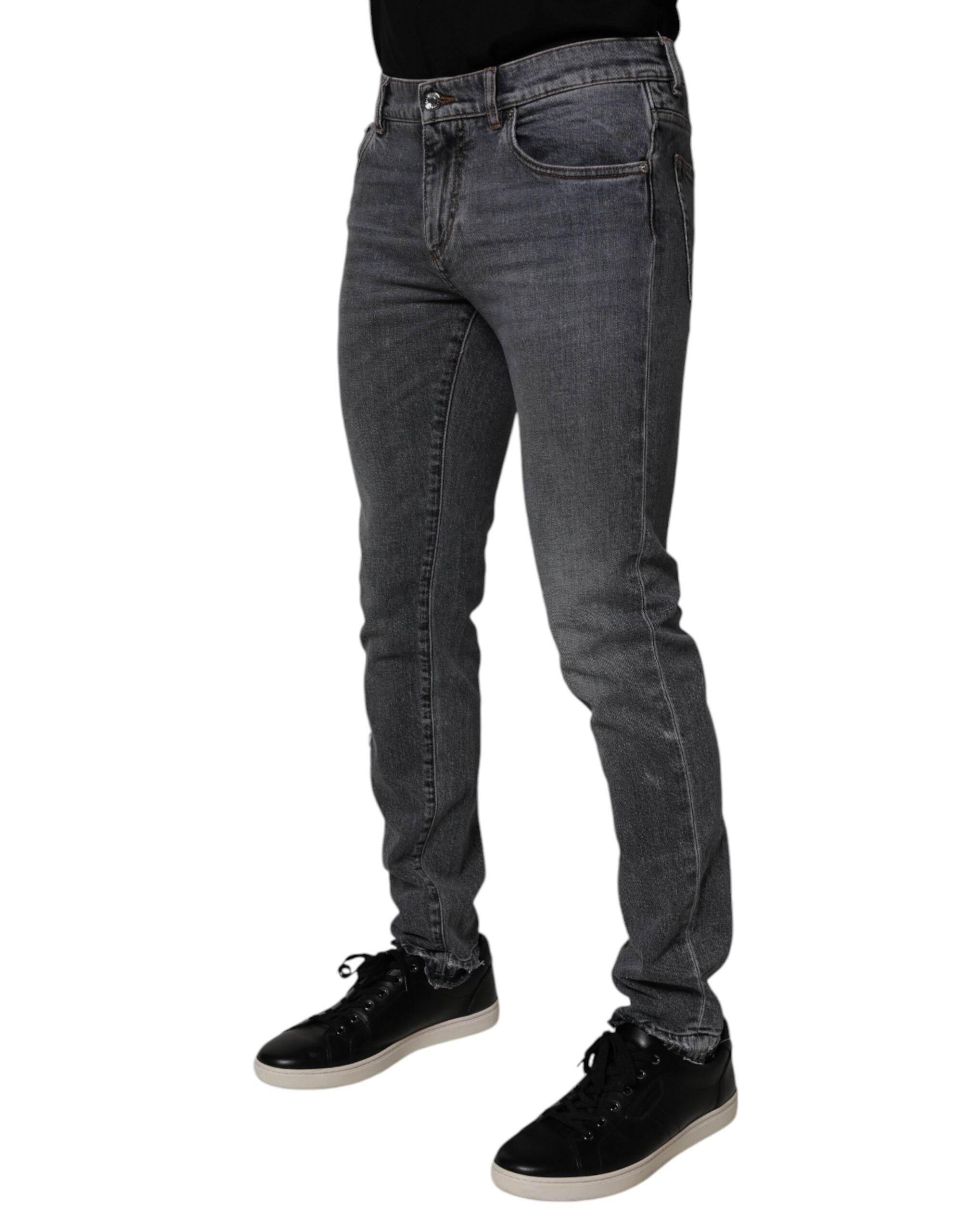 Dolce & Gabbana Dark Gray Cotton Stretch Skinny Denim Jeans - Hilstor