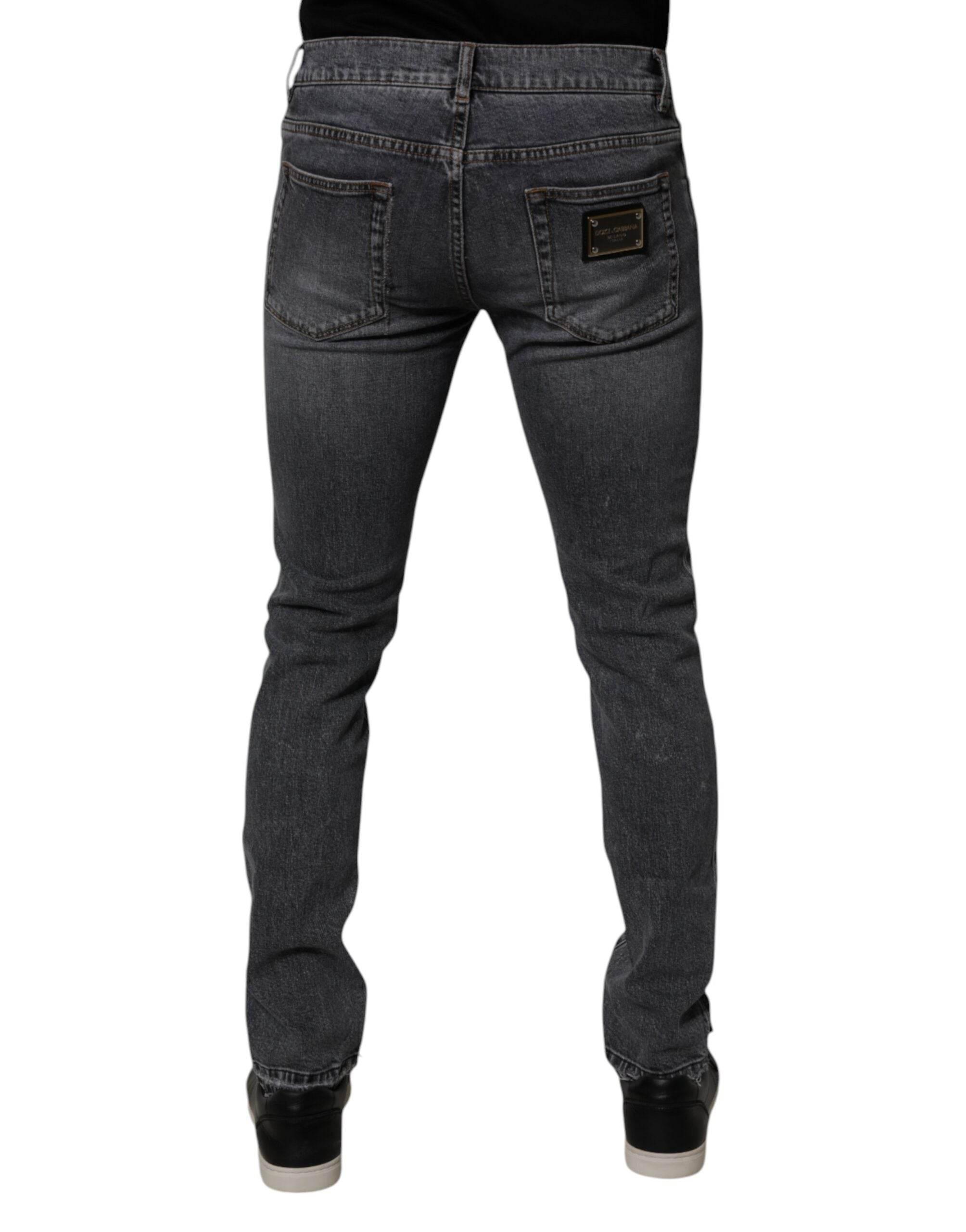 Dolce & Gabbana Dark Gray Cotton Stretch Skinny Denim Jeans - Hilstor