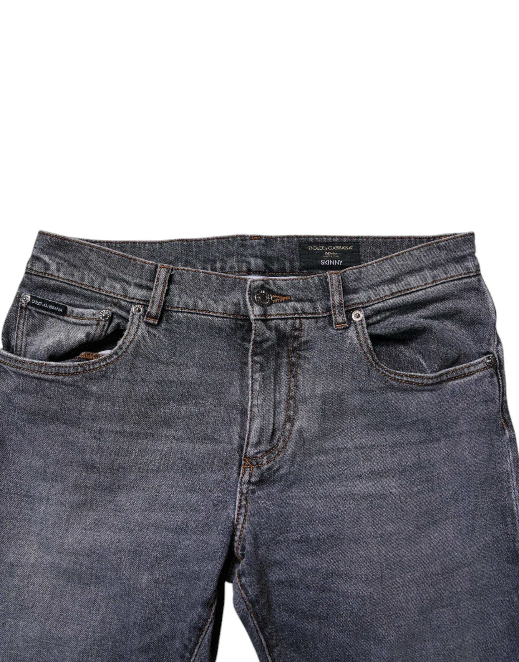 Dolce & Gabbana Dark Gray Cotton Stretch Skinny Denim Jeans - Hilstor