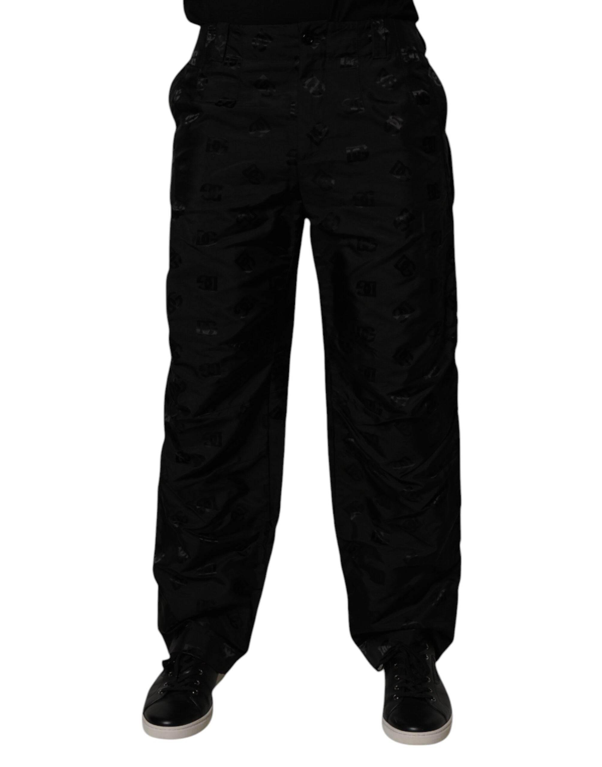 Dolce & Gabbana Black Logo Monogram Straight Pants - Hilstor