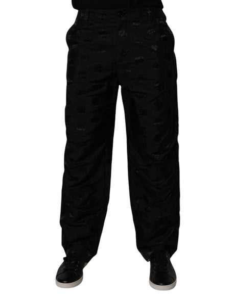 Dolce & Gabbana Black Logo Monogram Straight Pants - Hilstor