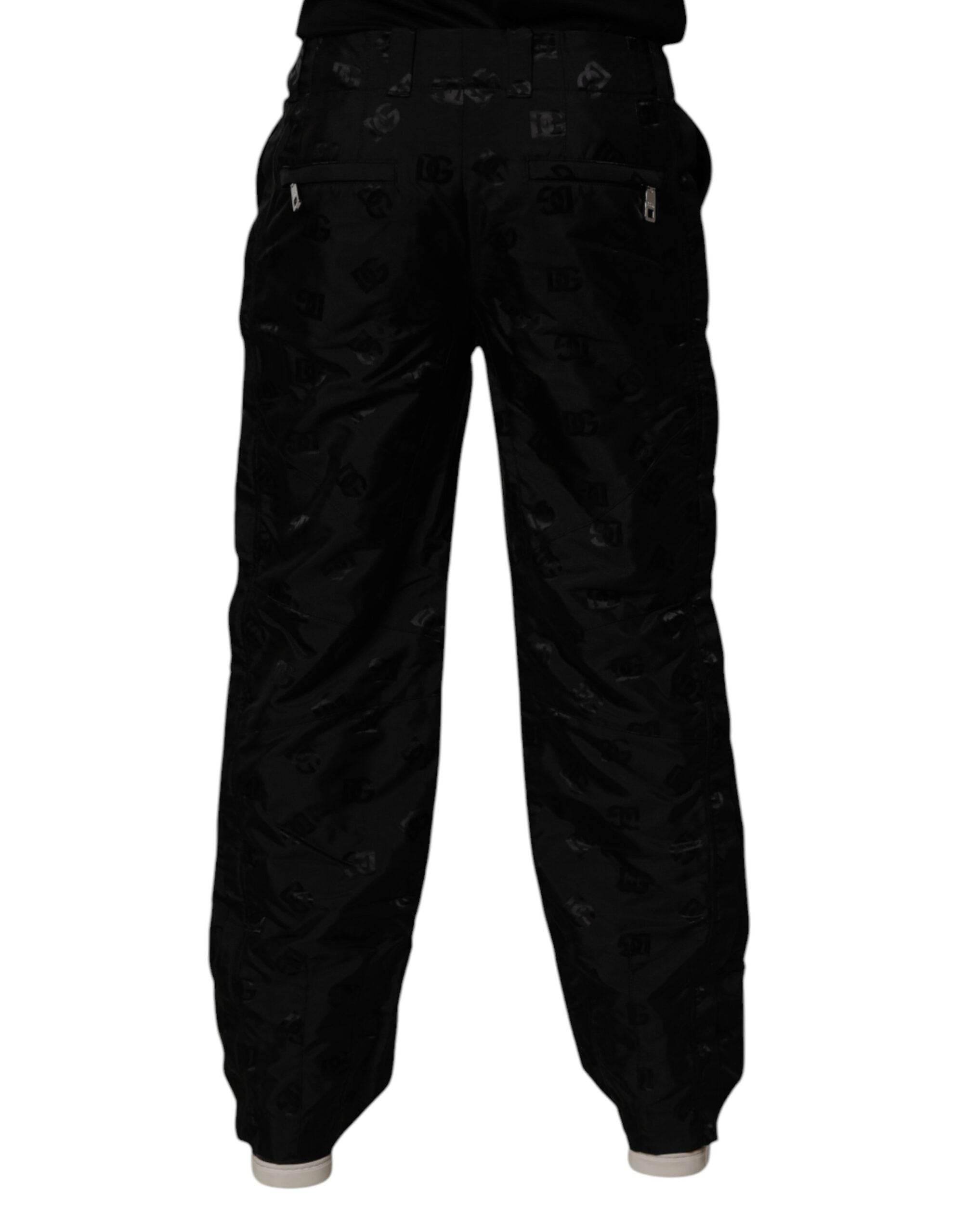 Dolce & Gabbana Black Logo Monogram Straight Pants - Hilstor