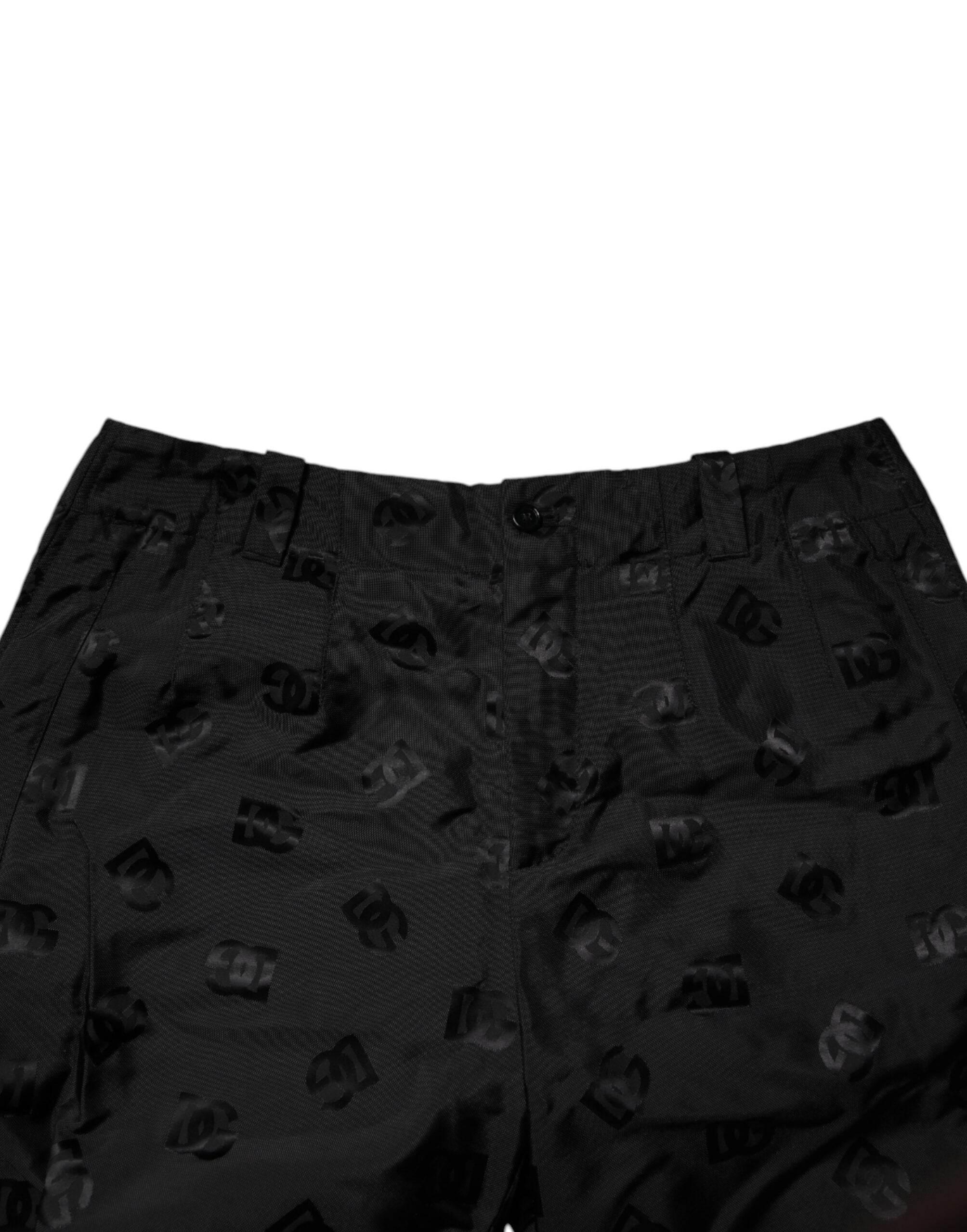Dolce & Gabbana Black Logo Monogram Straight Pants - Hilstor