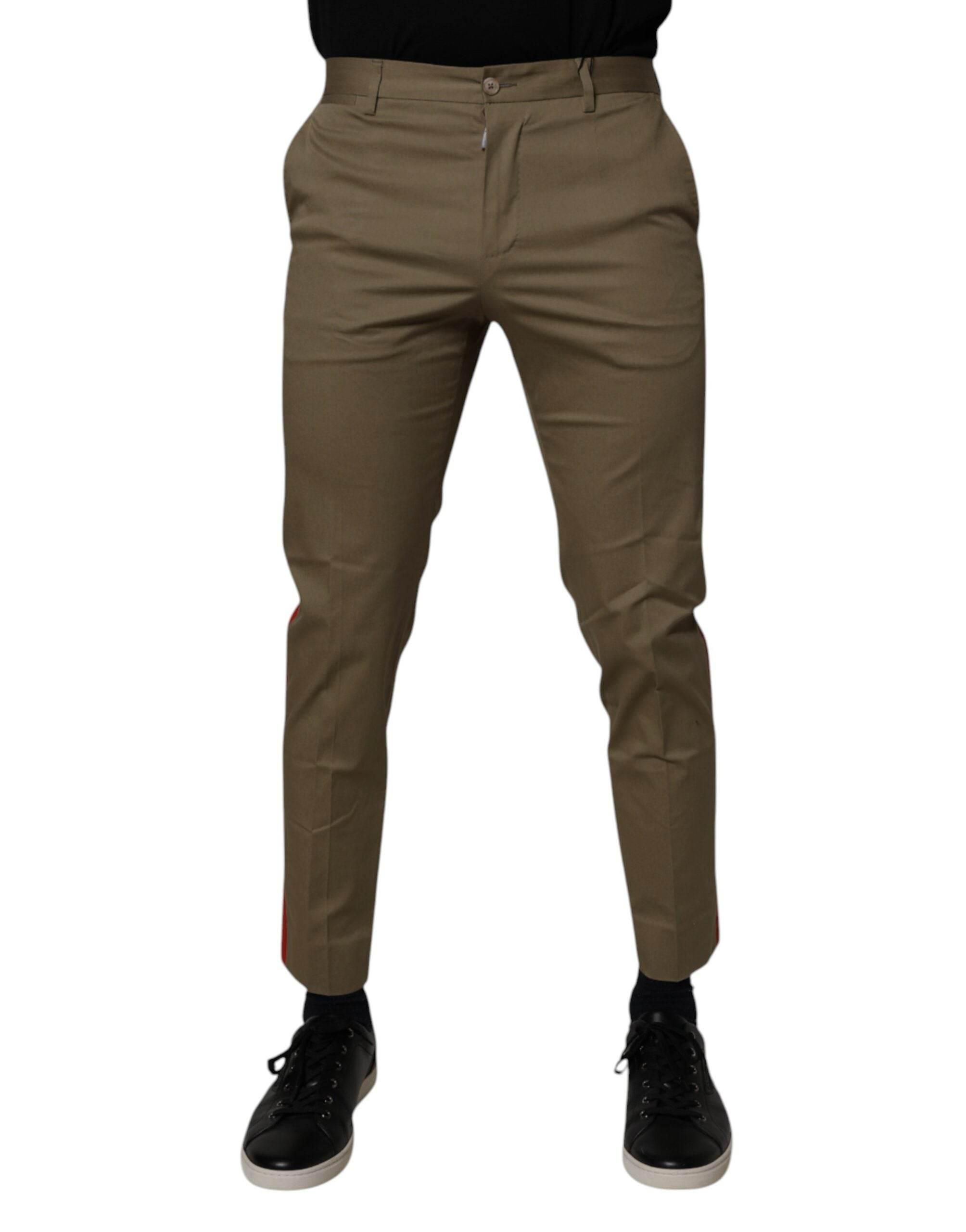 Dolce & Gabbana Dark Khaki Cotton Tapered Pants - Hilstor
