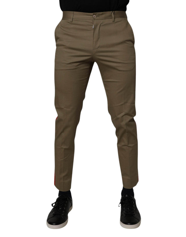 Dolce & Gabbana Dark Khaki Cotton Tapered Pants - Hilstor
