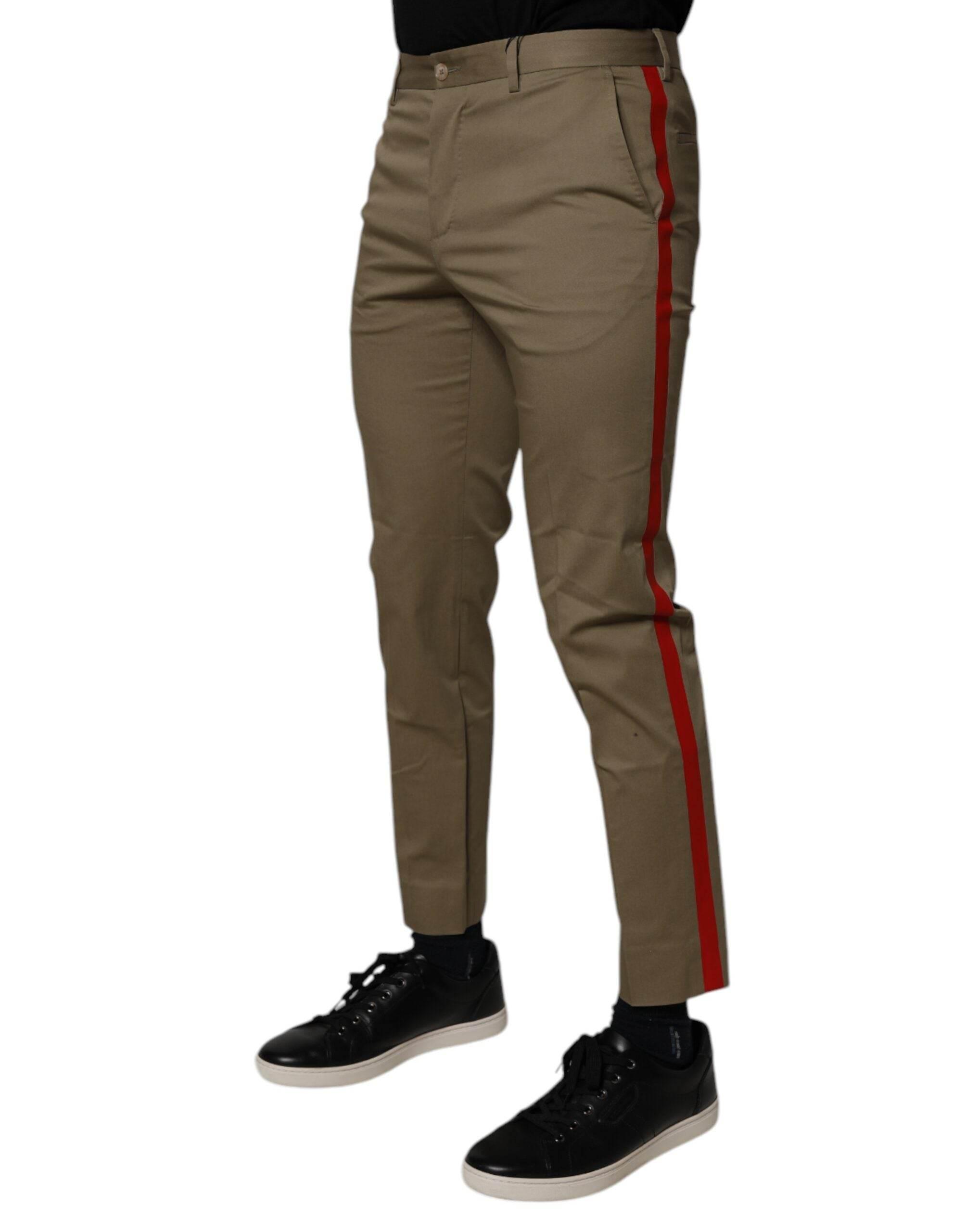 Dolce & Gabbana Dark Khaki Cotton Tapered Pants - Hilstor